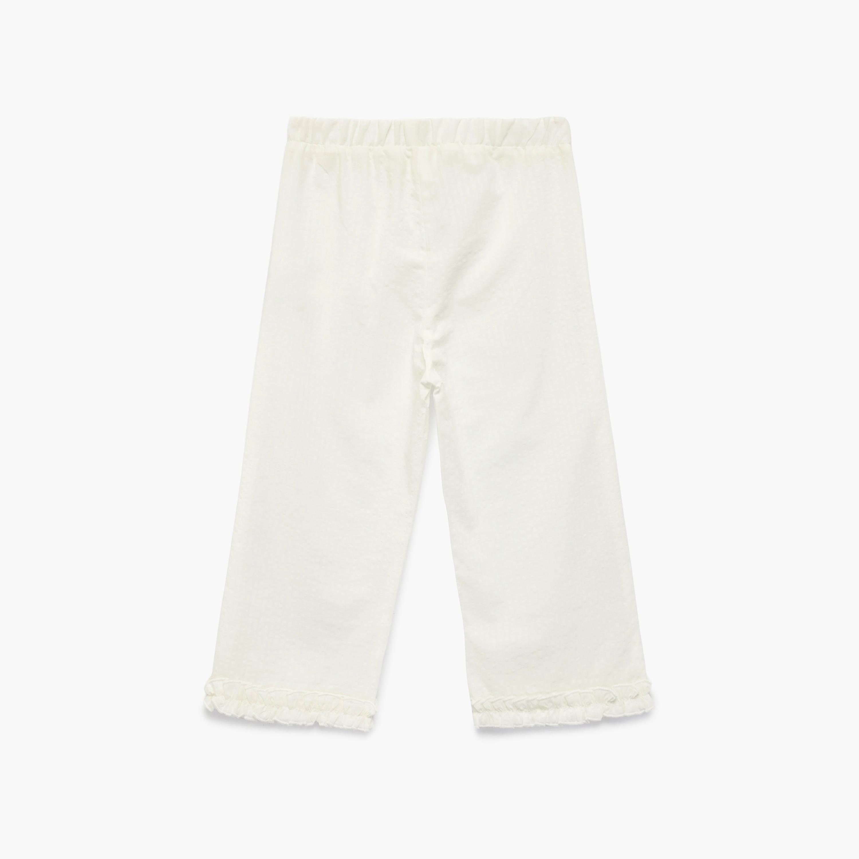 Koton Solid Elasticated Wide Leg Trousers-girls-clothing-bottoms-trousers-image-2