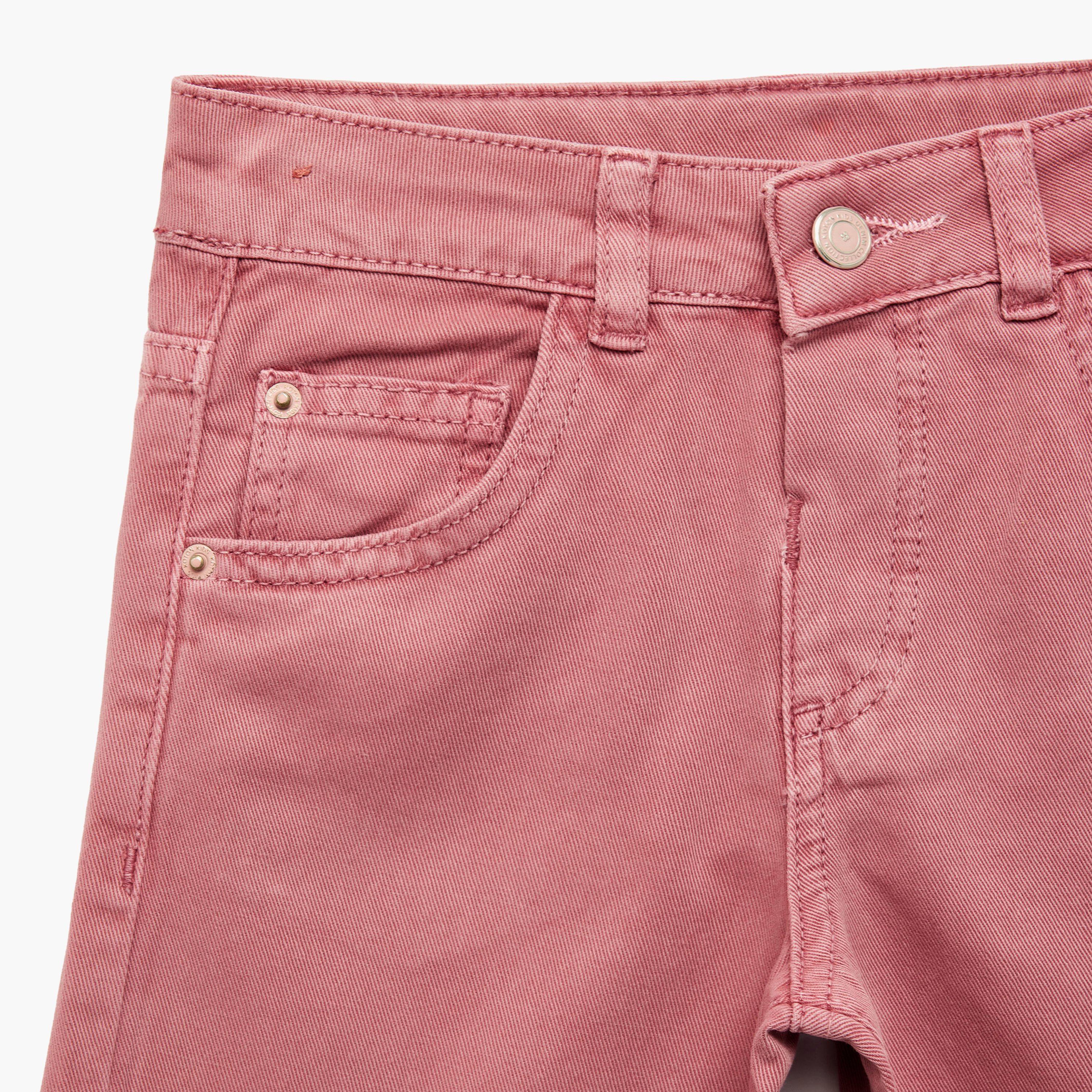 بنطلون سادة بأزرار وأرجل "وايد ليج" من كوتون-girls-clothing-bottoms-trousers-image-2