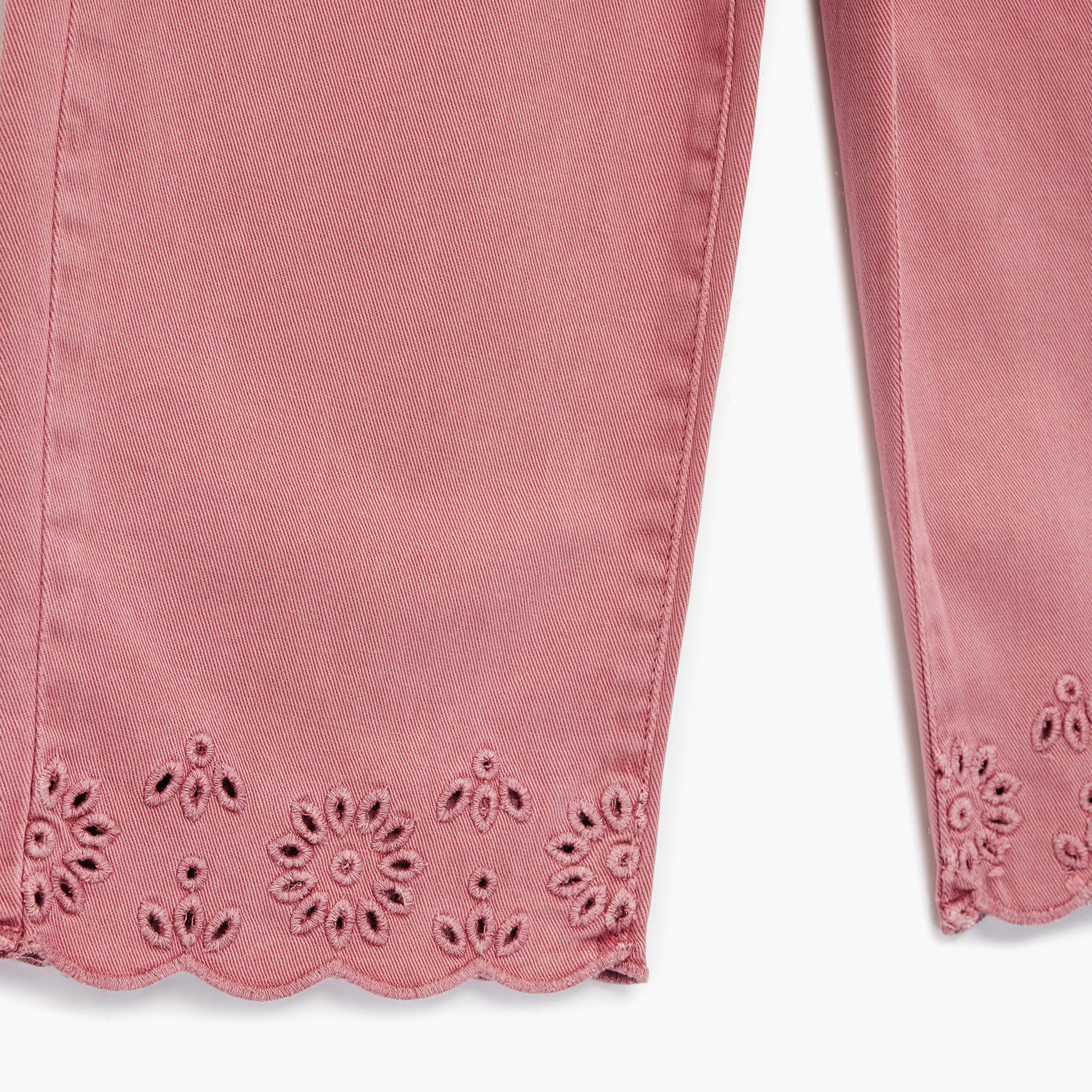 بنطلون سادة بأزرار وأرجل "وايد ليج" من كوتون-girls-clothing-bottoms-trousers-image-1