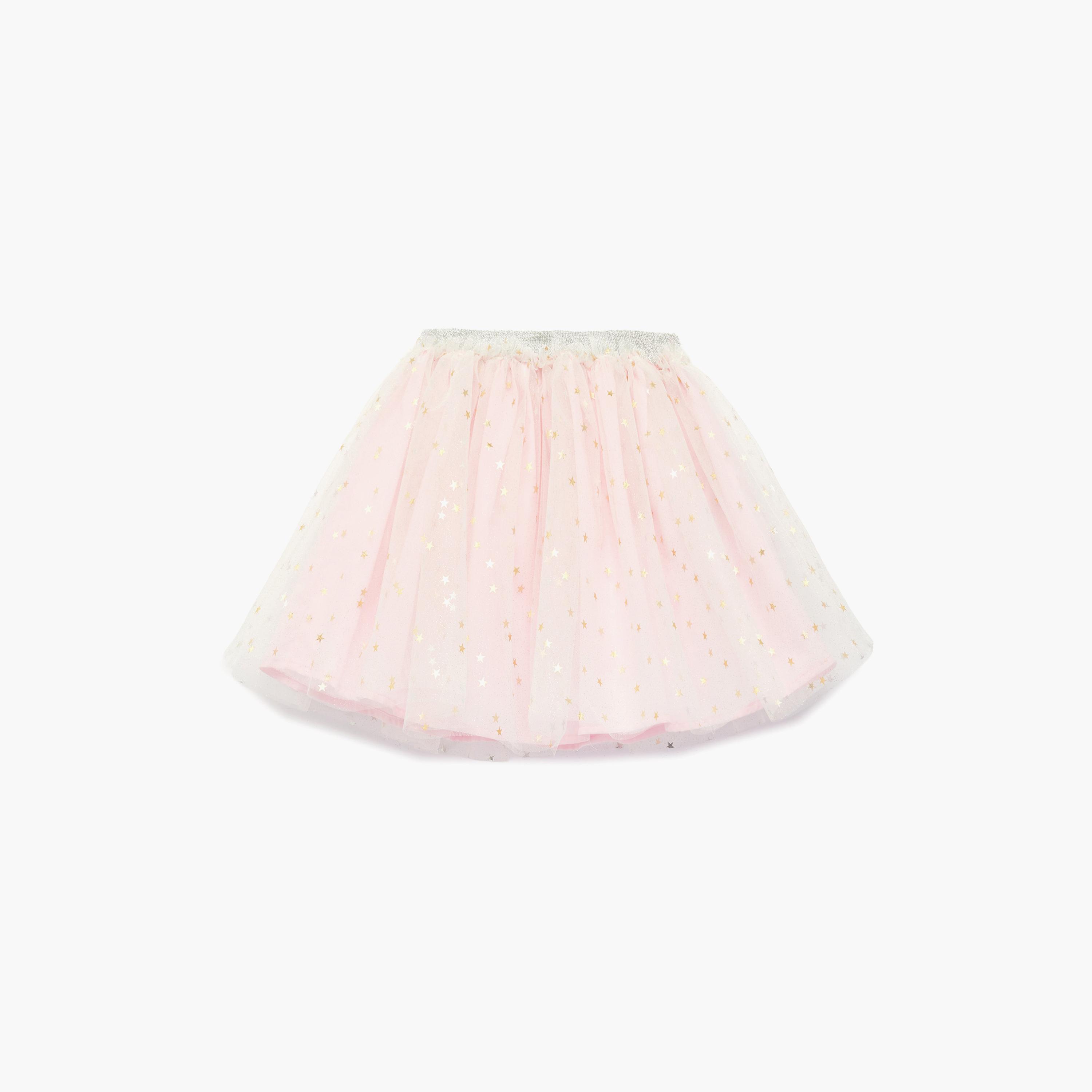 تنورة بنقشة نجوم لامعة وخصر مطاطي من كوتون-girls-clothing-bottoms-skirts-image-1