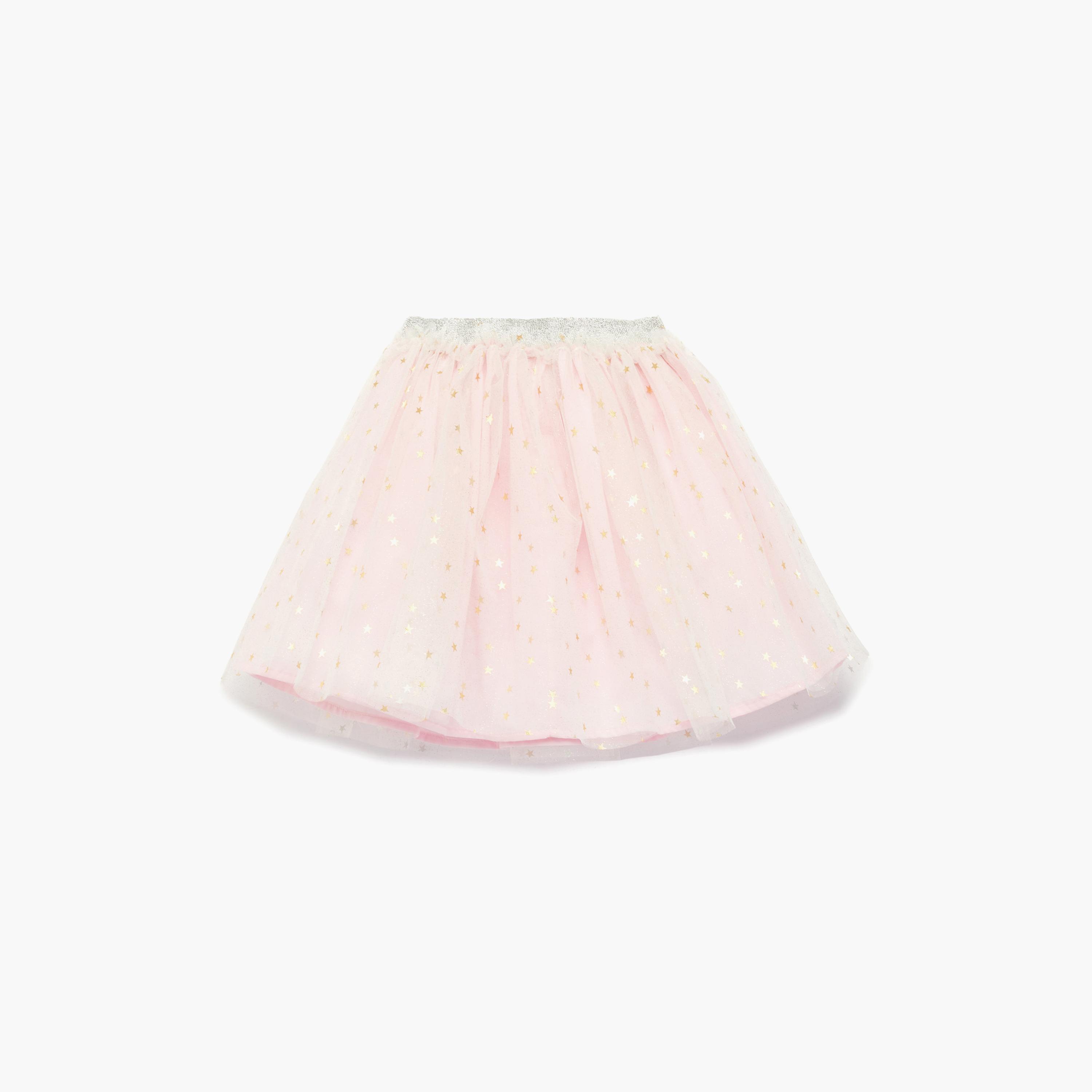 تنورة بنقشة نجوم لامعة وخصر مطاطي من كوتون-girls-clothing-bottoms-skirts-image-2