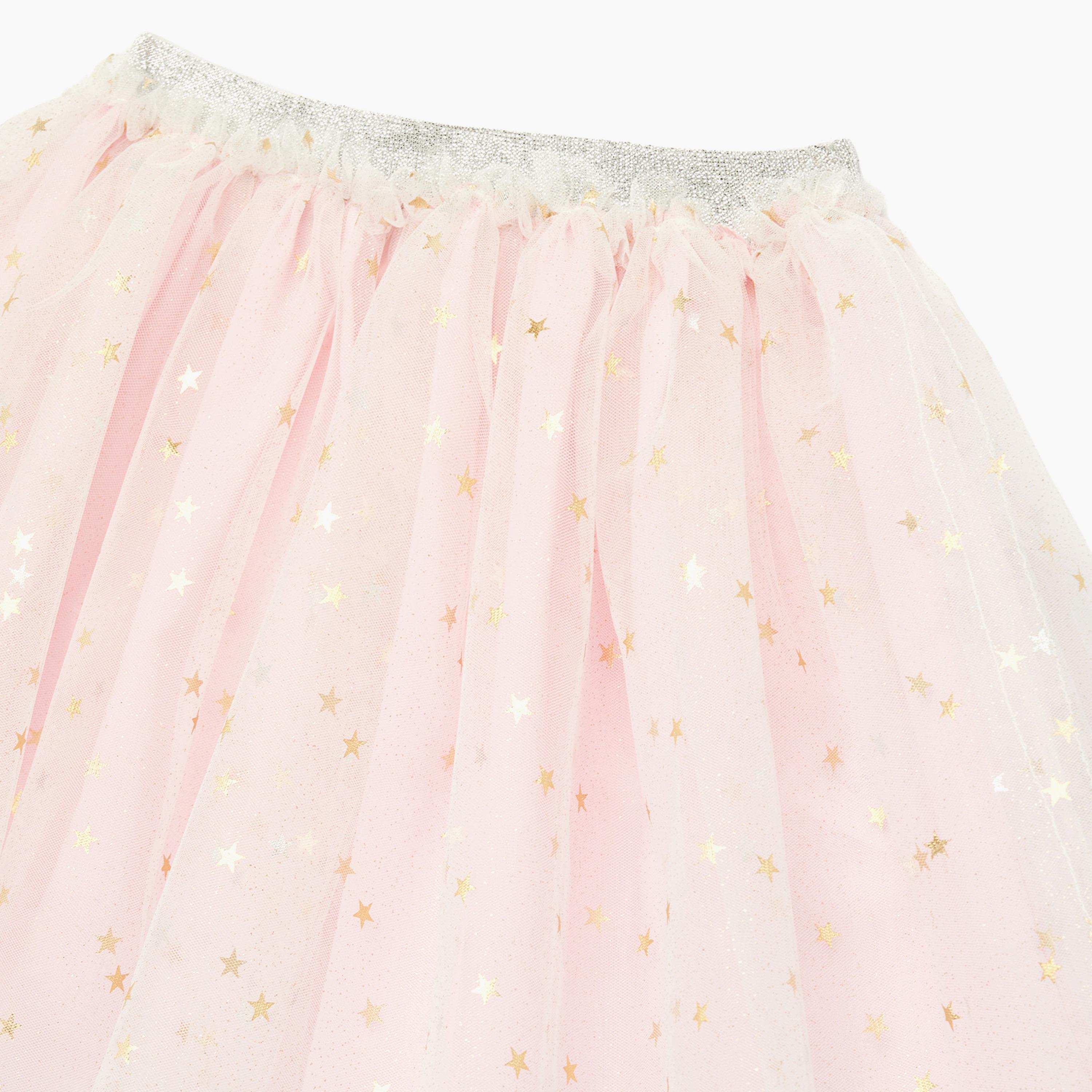 تنورة بنقشة نجوم لامعة وخصر مطاطي من كوتون-girls-clothing-bottoms-skirts-image-3