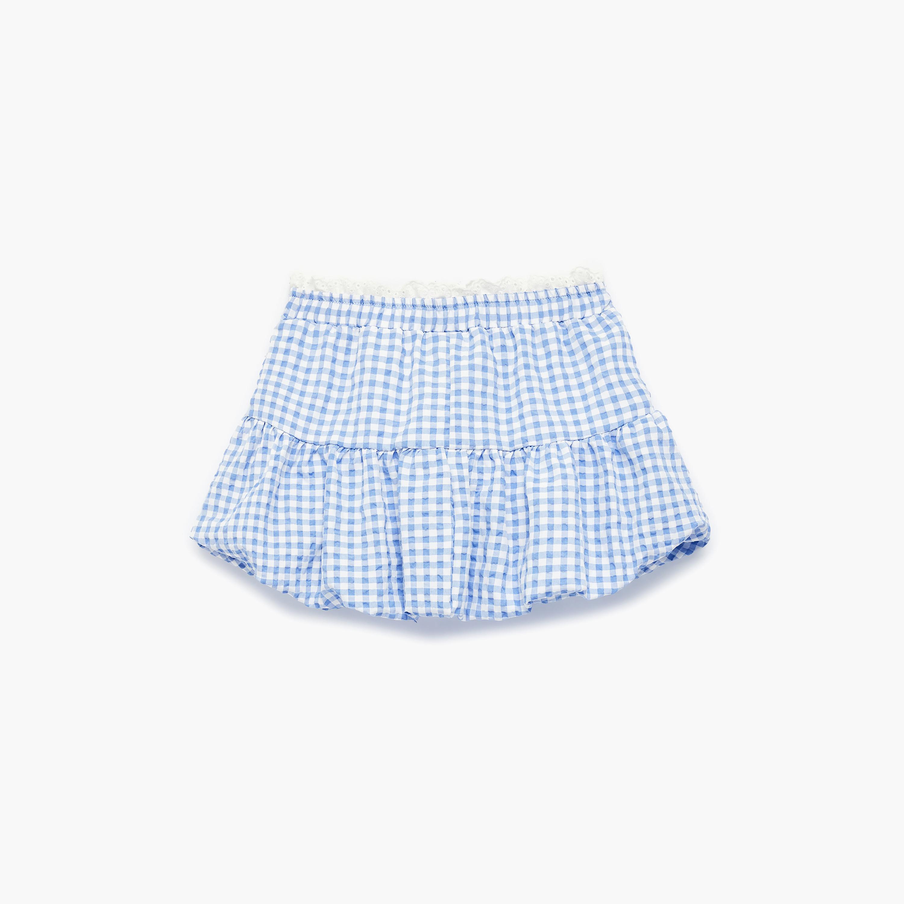 Koton Polyester Blend Balloon Checked Skirt-girls-clothing-bottoms-skirts-image-2