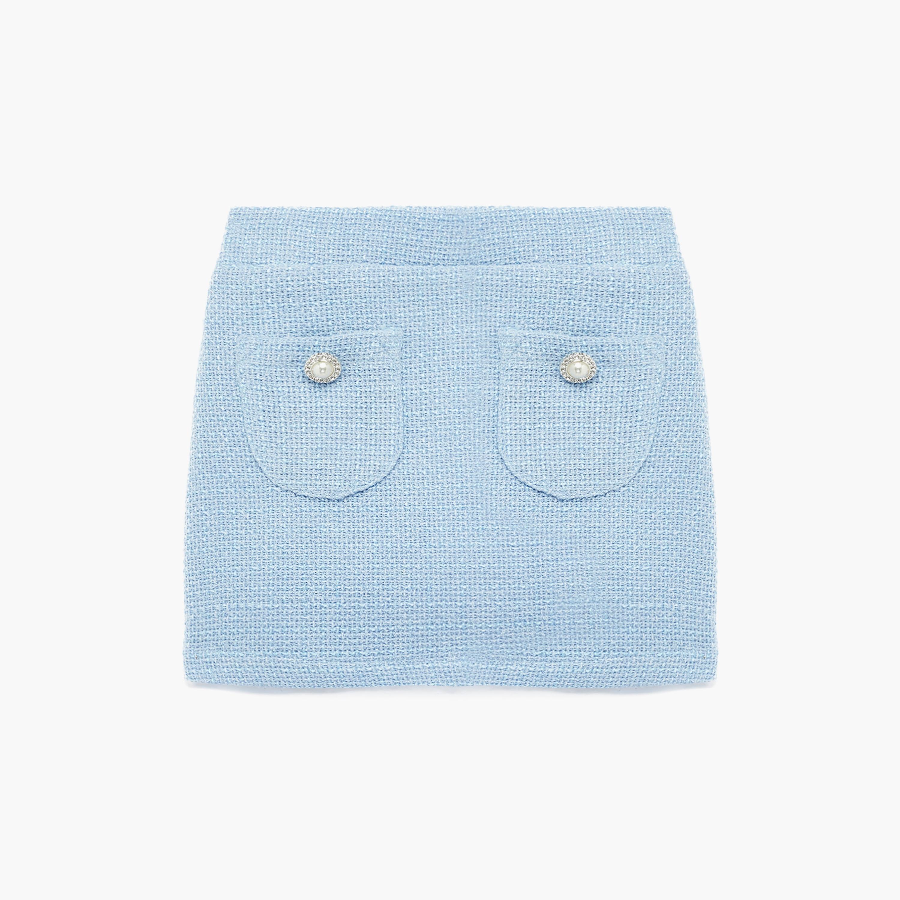 تنورة بجيوب وأزرار لؤلؤ من كوتون-girls-clothing-bottoms-skirts-image-1
