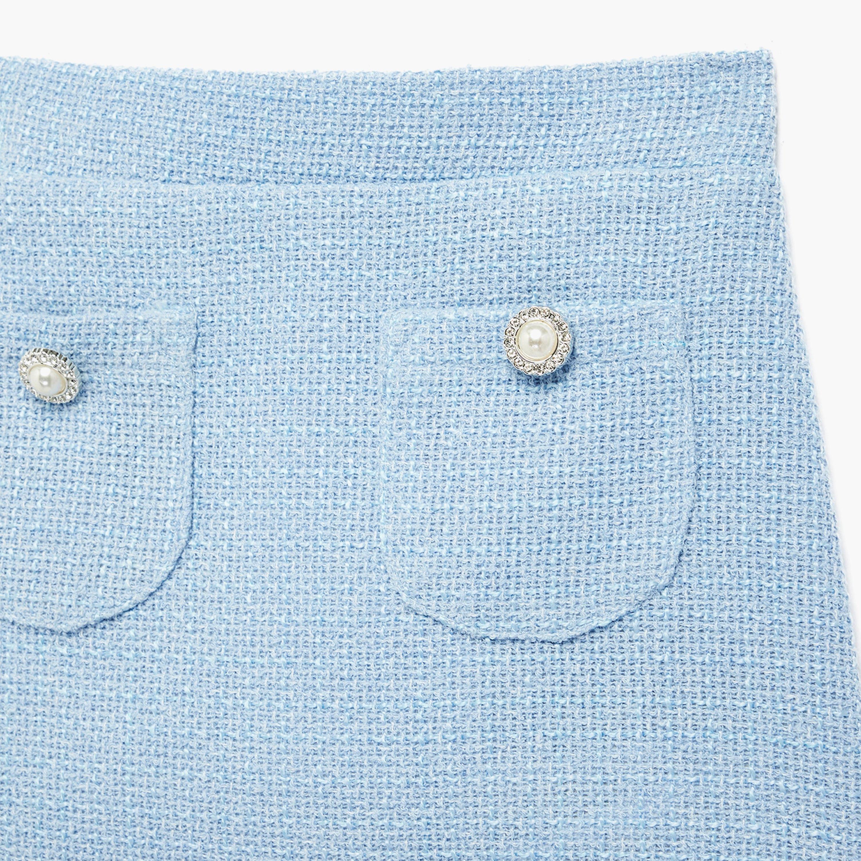 تنورة بجيوب وأزرار لؤلؤ من كوتون-girls-clothing-bottoms-skirts-image-3