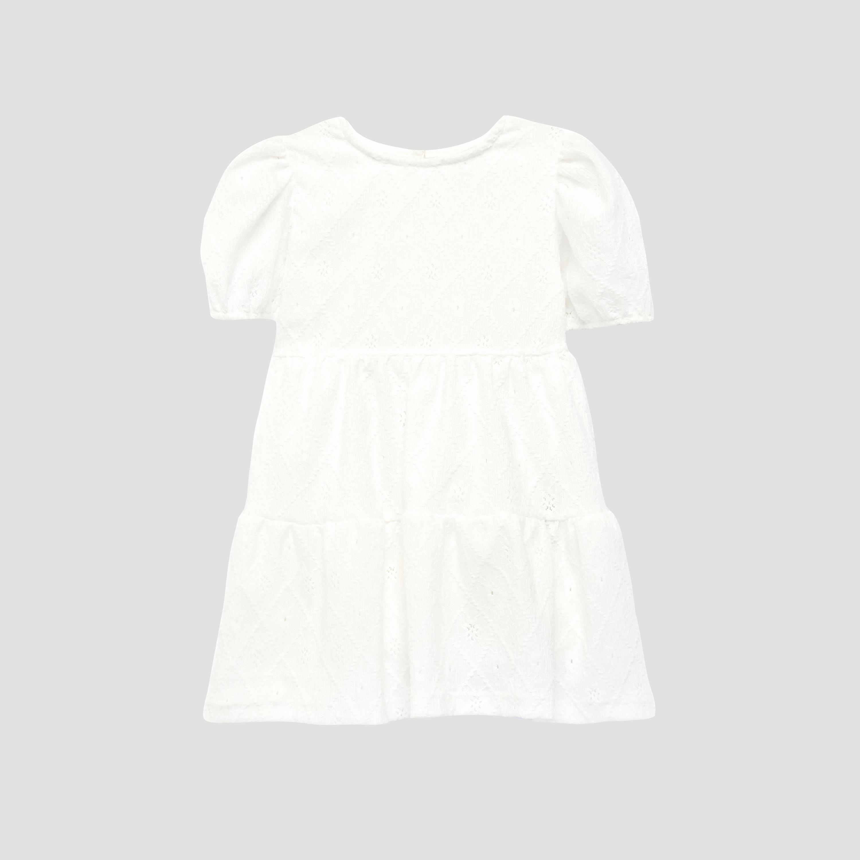 فستان بياقة وتصميم طبقات وأزرار وأكمام قصيرة من كوتون-girls-clothing-dressesandjumpsuits-image-1