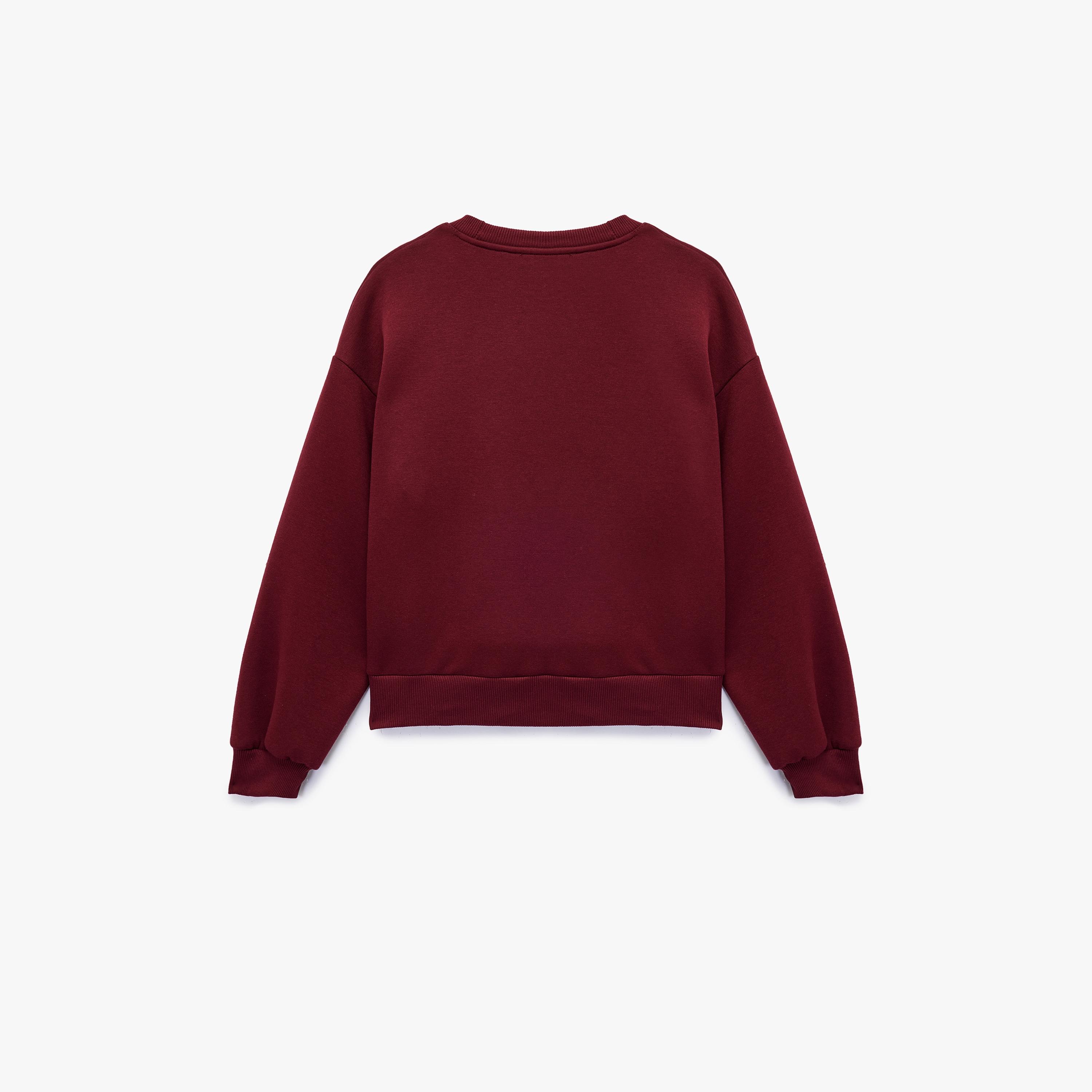 سويت شيرت نسائي بأكمام منسدلة بلون بورغندي من كوتون-women-clothing-hoodiesandsweatshirts-sweatshirts-image-5