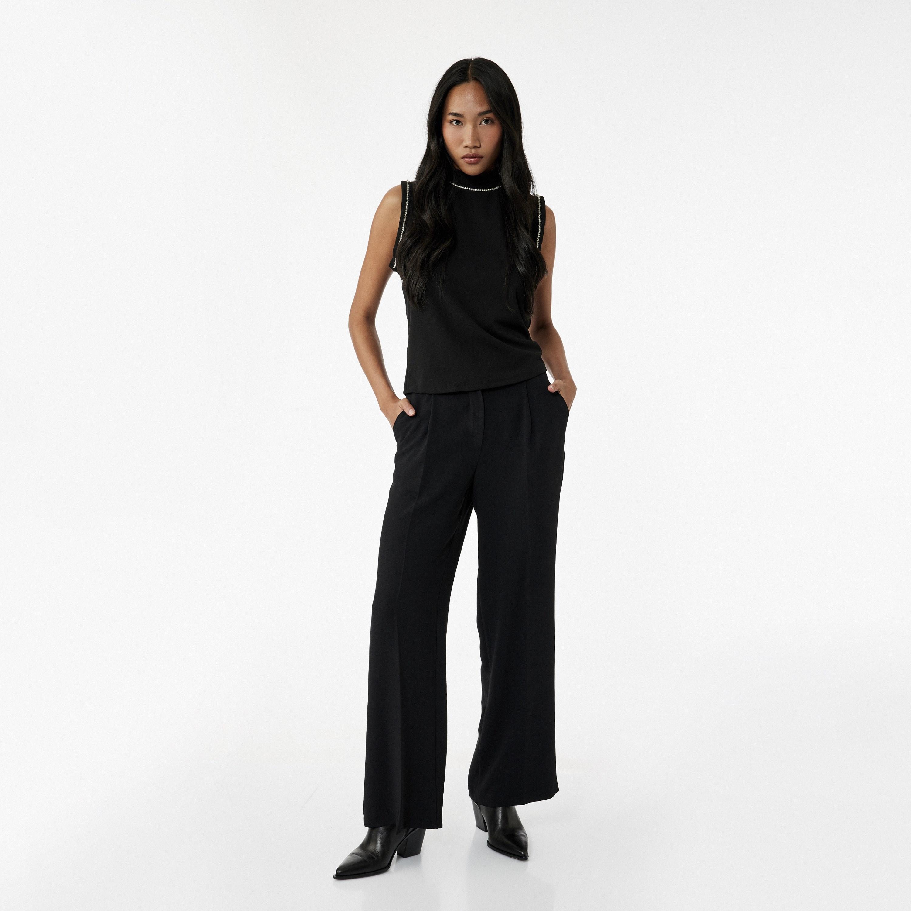 KOTON Black Crepe Scuba Mock Neck Women's Top-women-clothing-shirtsandblouses-blouses-image-2