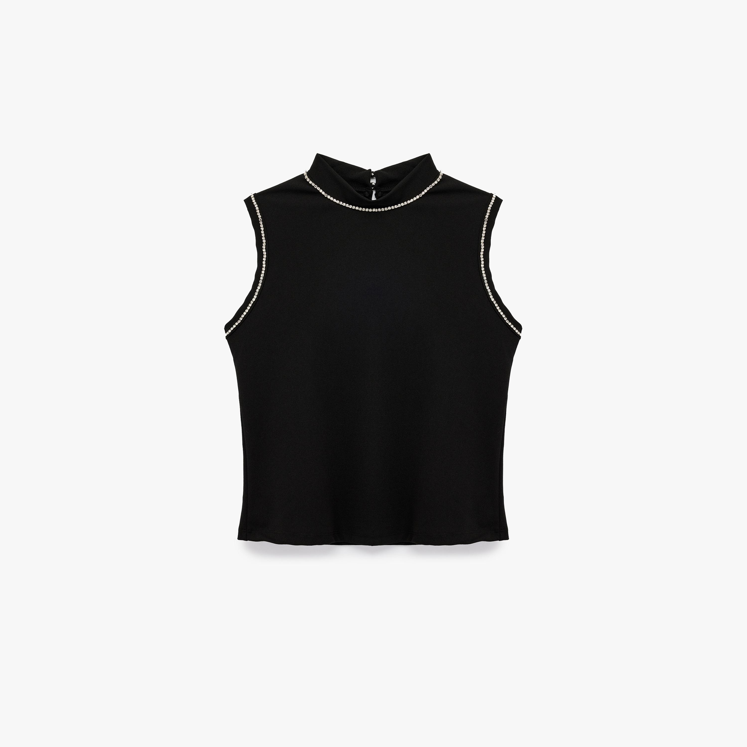 KOTON Black Crepe Scuba Mock Neck Women's Top-women-clothing-shirtsandblouses-blouses-image-4