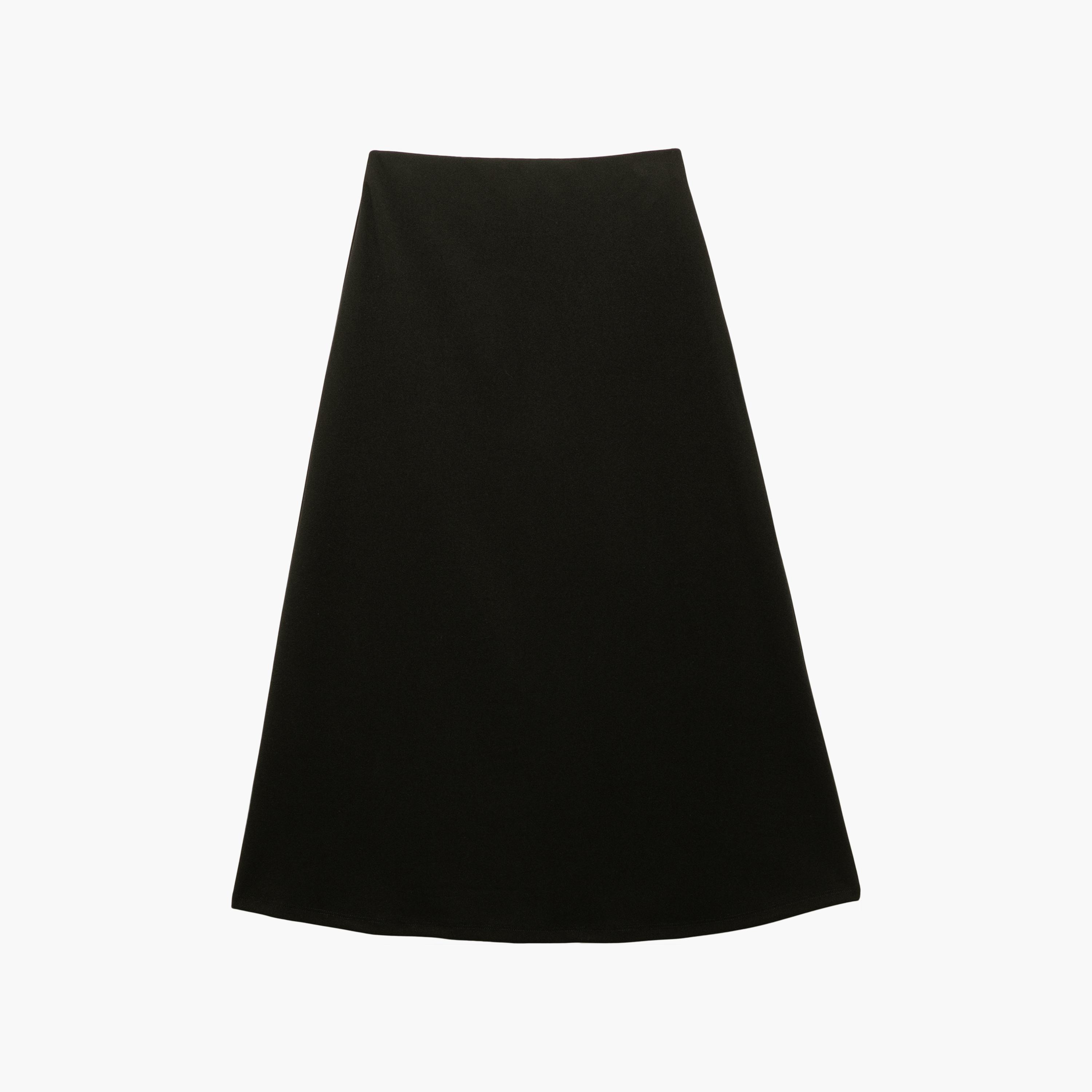 تنورة نسائية سوداء متوسطة الطول من كوتون-women-clothing-bottoms-skirts-image-3