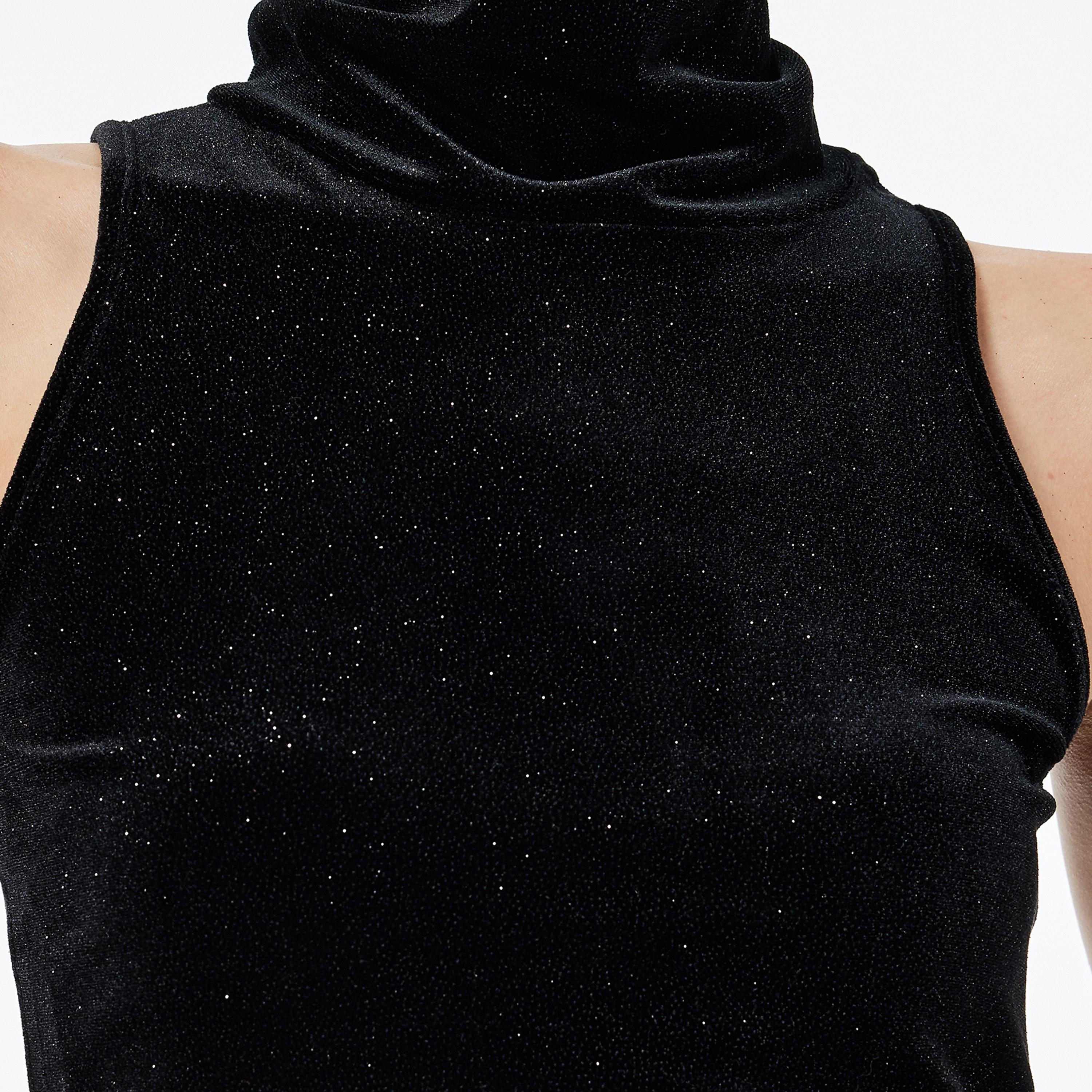 KOTON Black Shimmer Velvet High Neck Women's Tank Top-women-clothing-shirtsandblouses-blouses-image-6