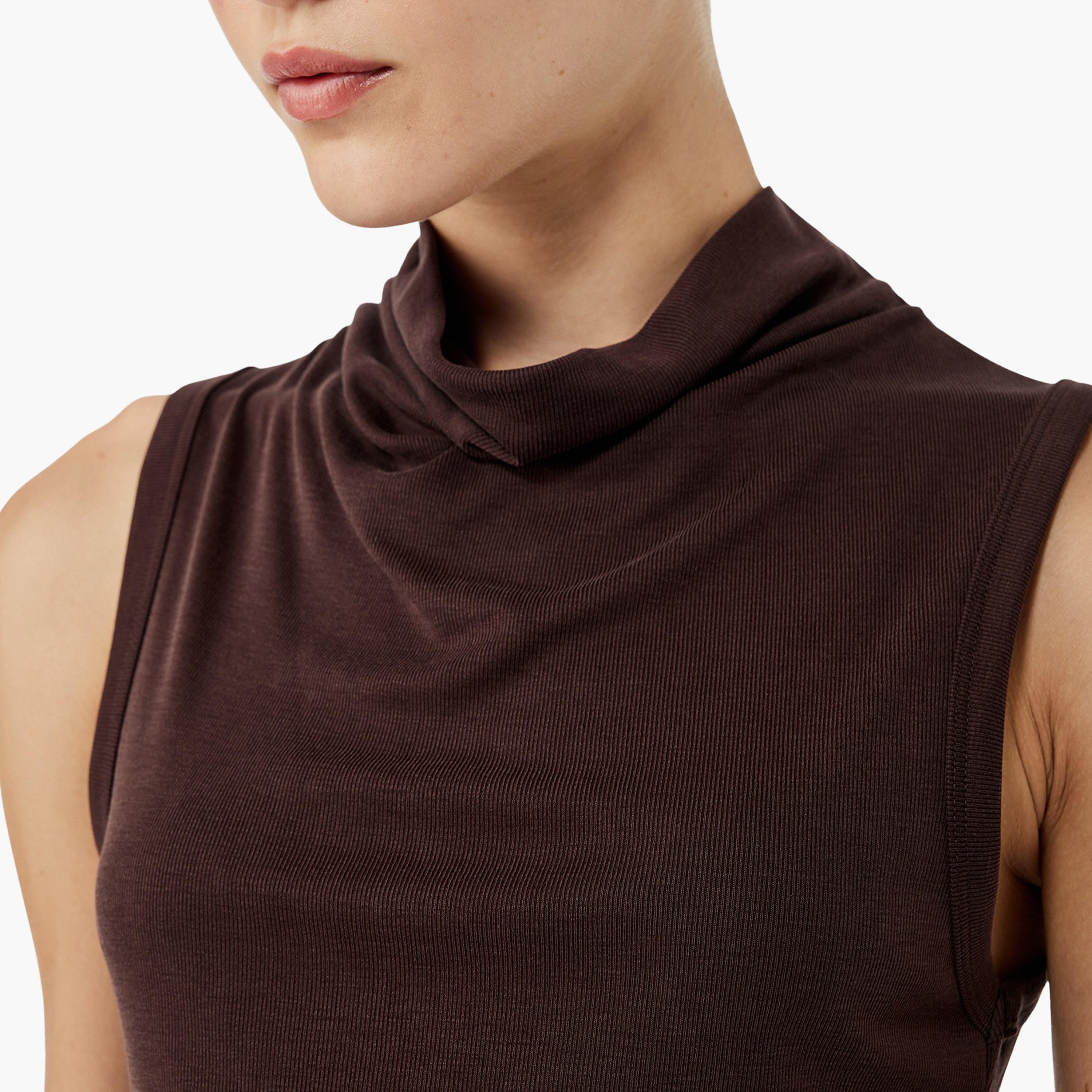 KOTON Brown Cowl Neck Women's Tank Top-women-clothing-shirtsandblouses-blouses-image-3