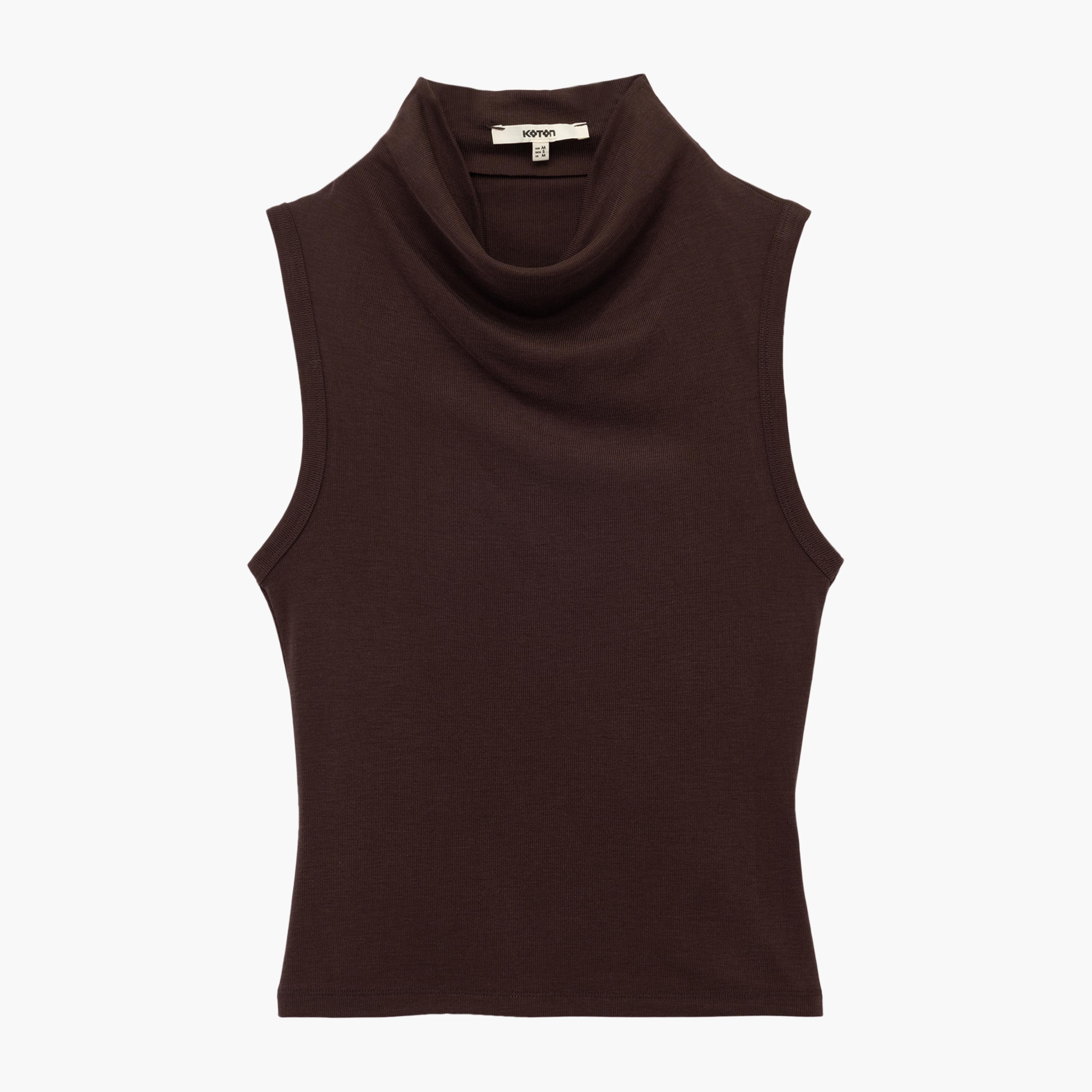 KOTON Brown Cowl Neck Women's Tank Top-women-clothing-shirtsandblouses-blouses-image-4