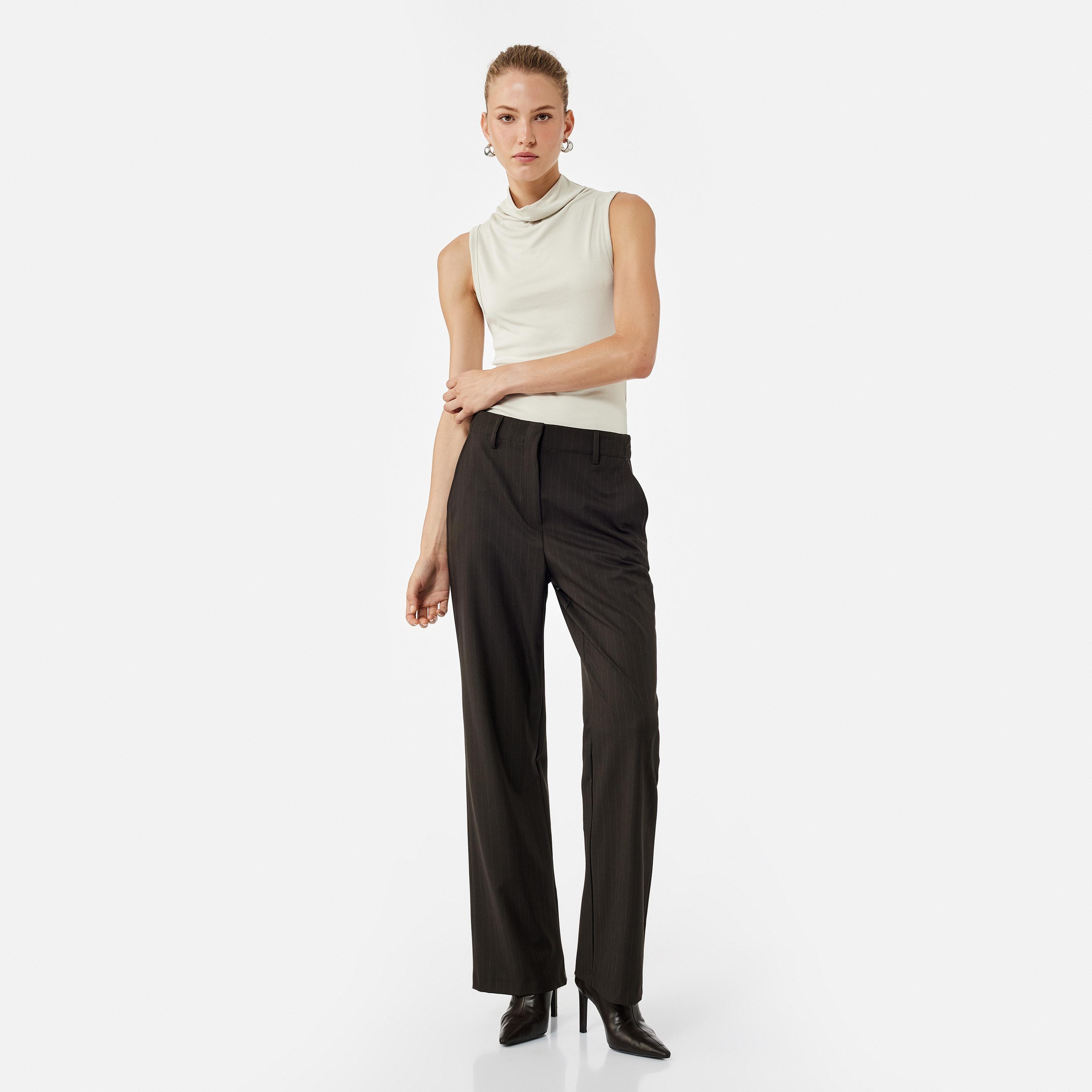 KOTON Beige Modal Structured Collar Women's Top-women-clothing-shirtsandblouses-blouses-image-2