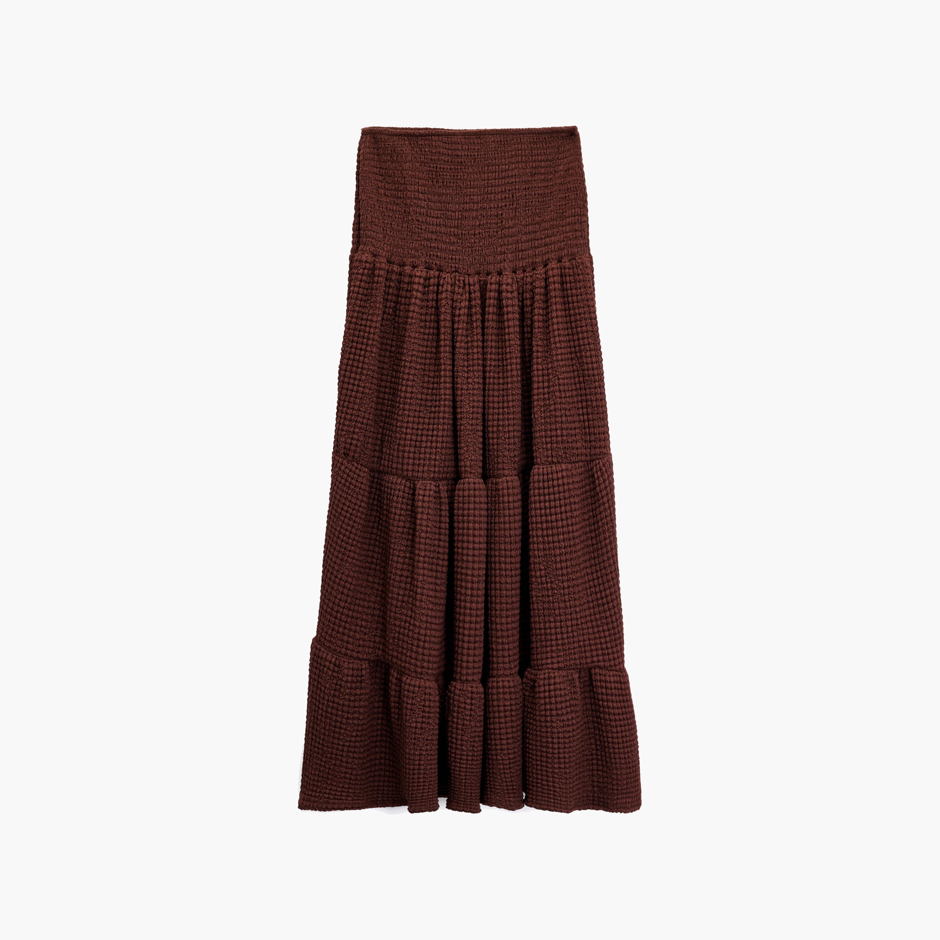 KOTON Brown Crinkled Tiered Women's Maxi Skirt-women-clothing-skirts-image-2