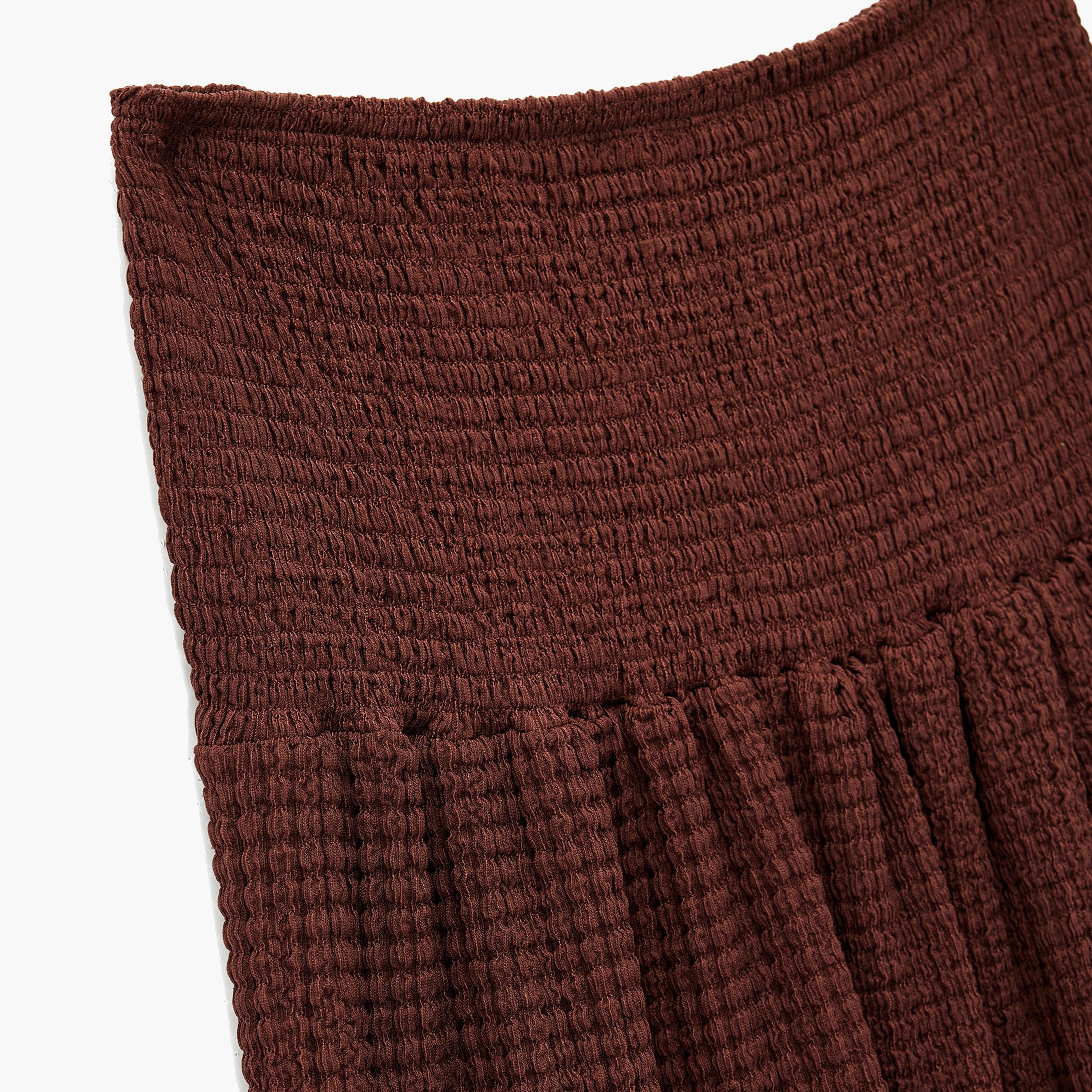 KOTON Brown Crinkled Tiered Women's Maxi Skirt-women-clothing-skirts-image-3