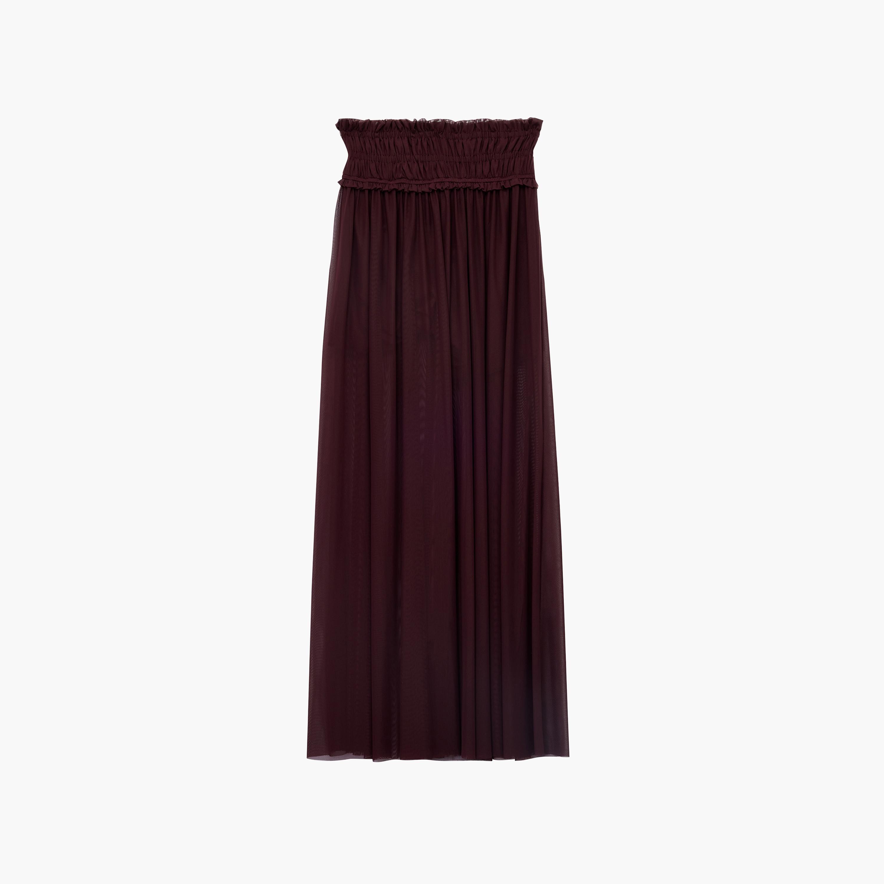 تنورة تول نسائية بقصة مستقيمة بلون بورغندي من كوتون-women-clothing-bottoms-skirts-image-7