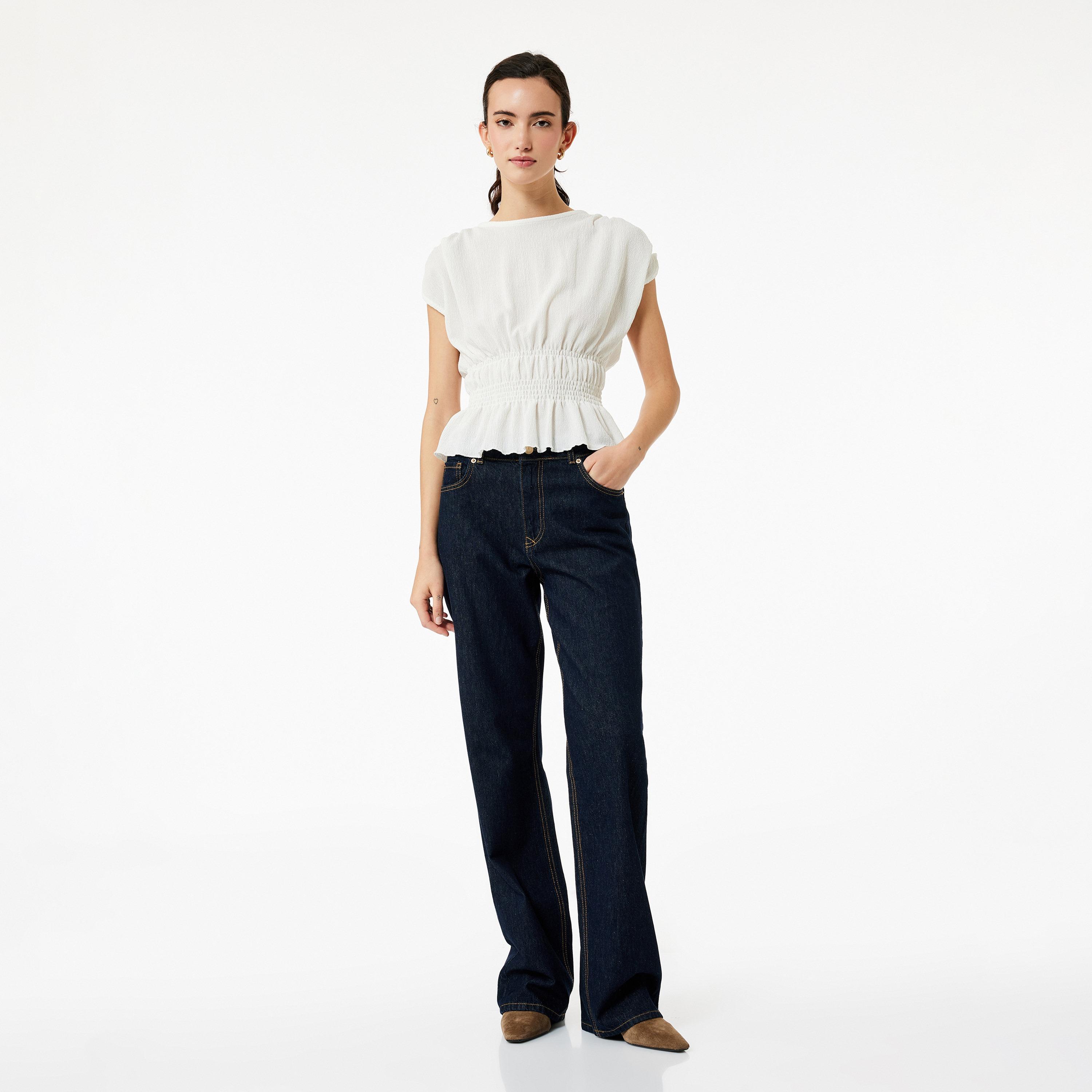 KOTON White Crinkled Women's Top-women-clothing-shirtsandblouses-blouses-image-2