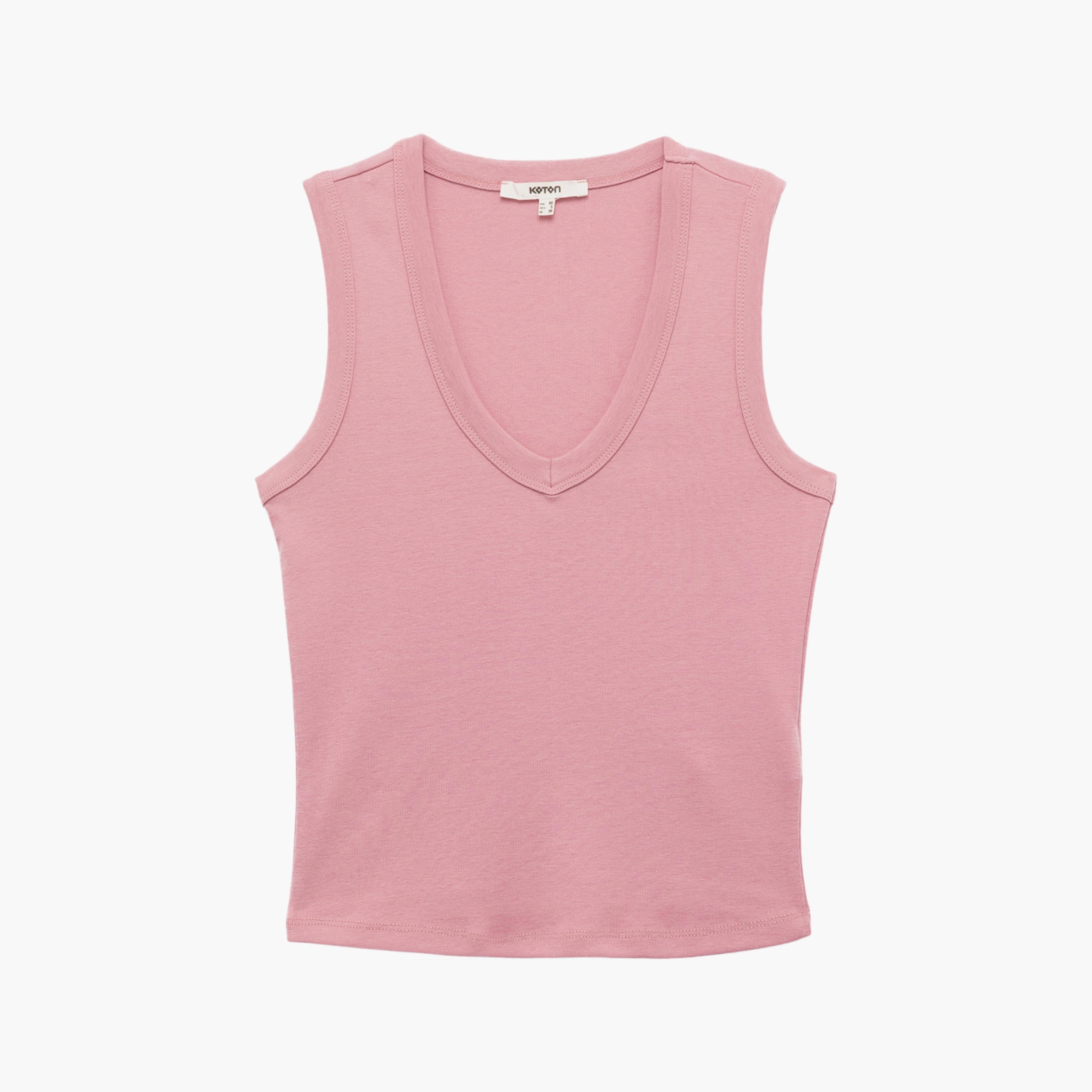 KOTON Pink Cotton Women's Tank Top-women-clothing-shirtsandblouses-blouses-image-3