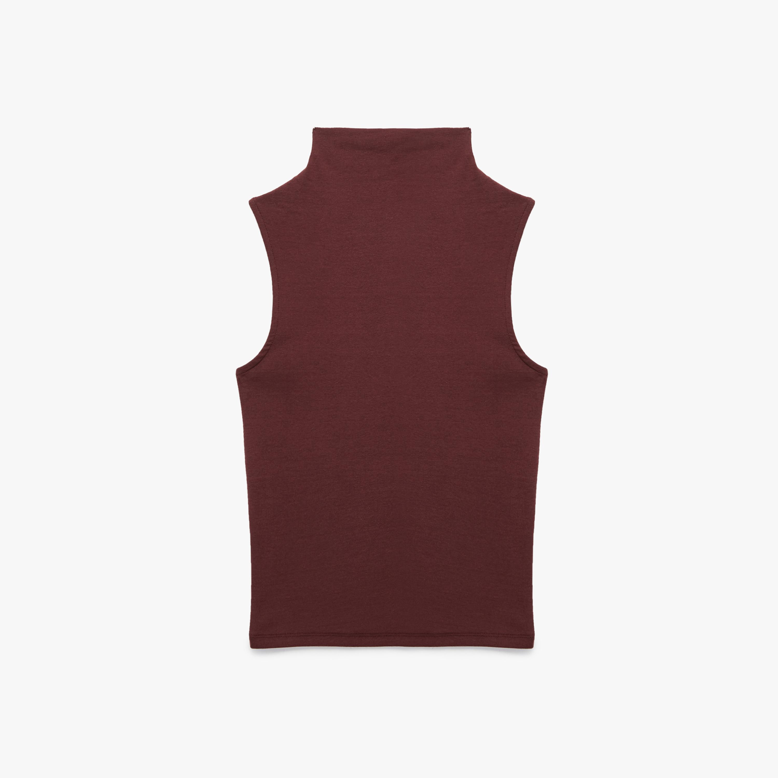 KOTON Burgundy Cotton High Neck Women's Top-women-clothing-shirtsandblouses-blouses-image-4