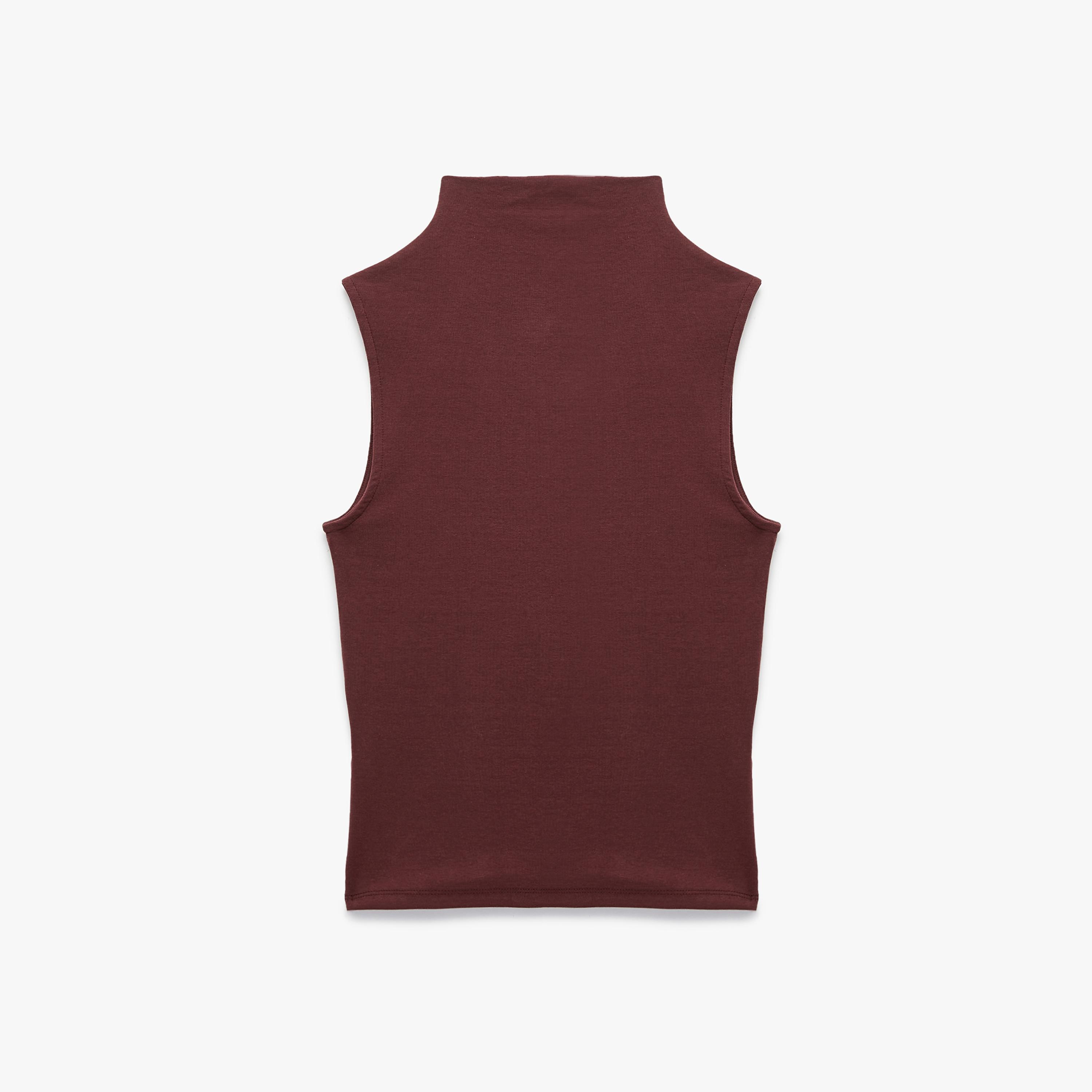 KOTON Burgundy Cotton High Neck Women's Top-women-clothing-shirtsandblouses-blouses-image-5