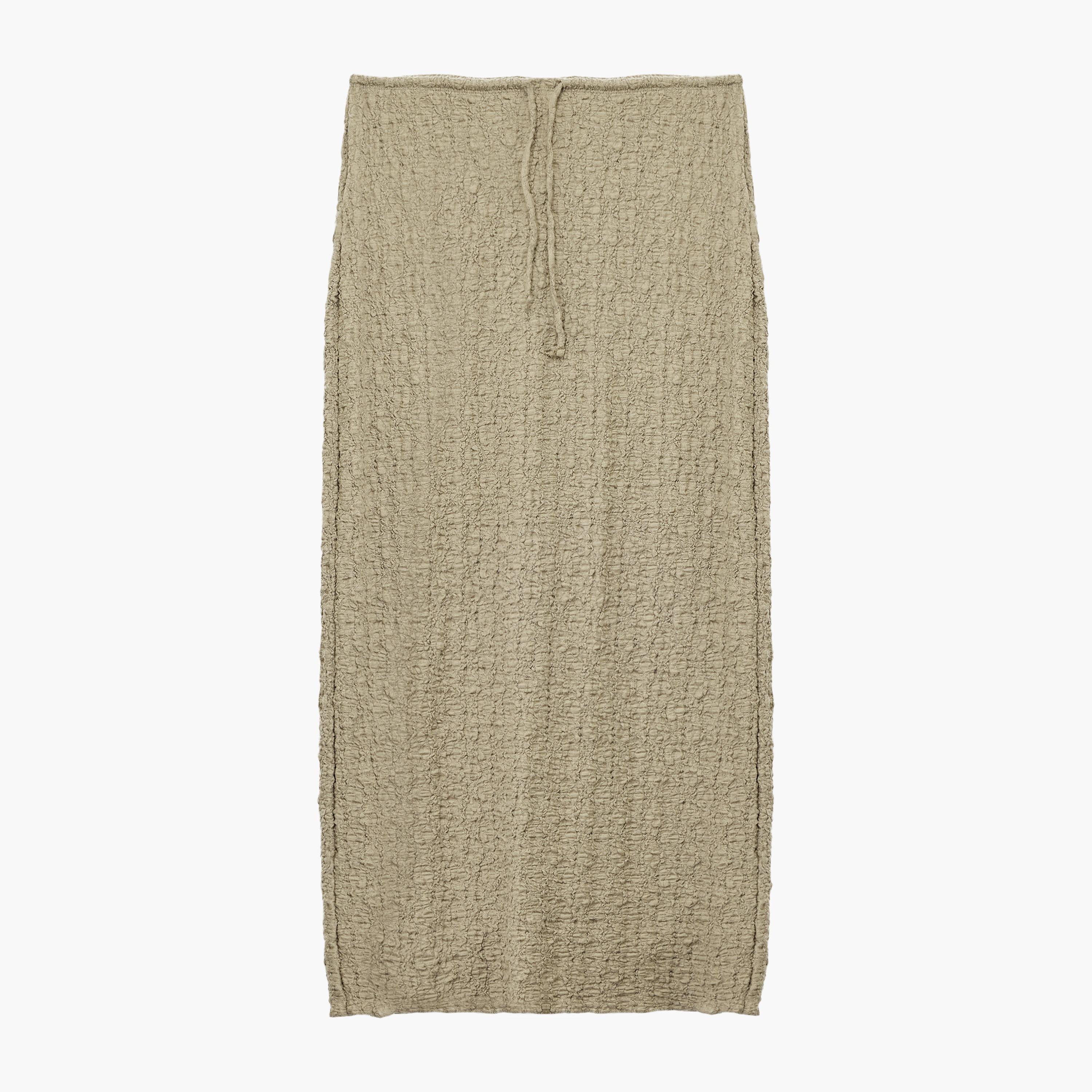 تنورة قلم رصاص نسائية متوسطة الطول ذات خصر برباط ومزخرفة باللون الأخضر من كوتون-women-clothing-bottoms-skirts-image-3