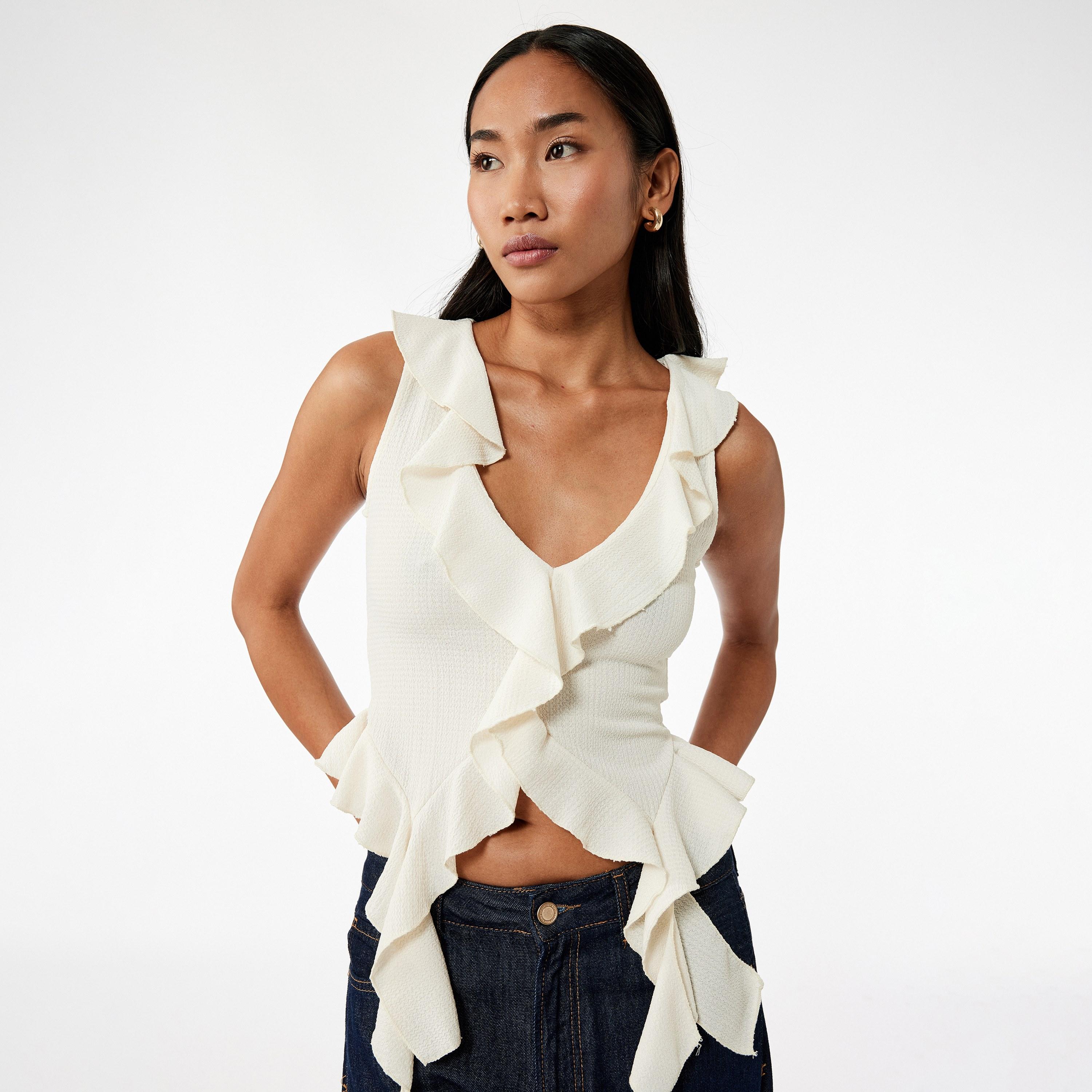 KOTON White Ruffled Women's Top-women-clothing-shirtsandblouses-blouses-image-3