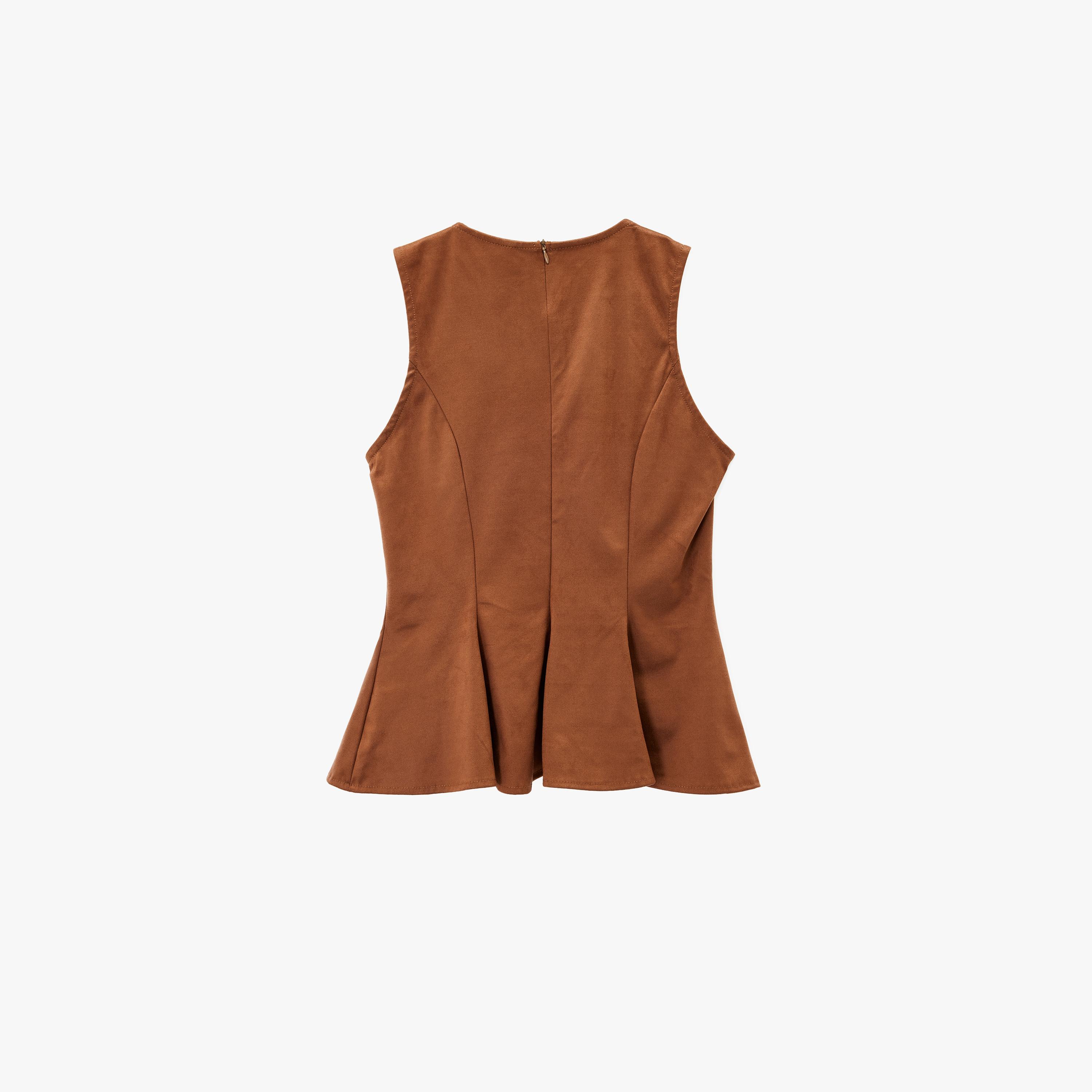 بلوزة بيبلوم نسائية من الجلد السويدي بلون بني من كوتون-women-clothing-shirtsandblouses-blouses-image-4