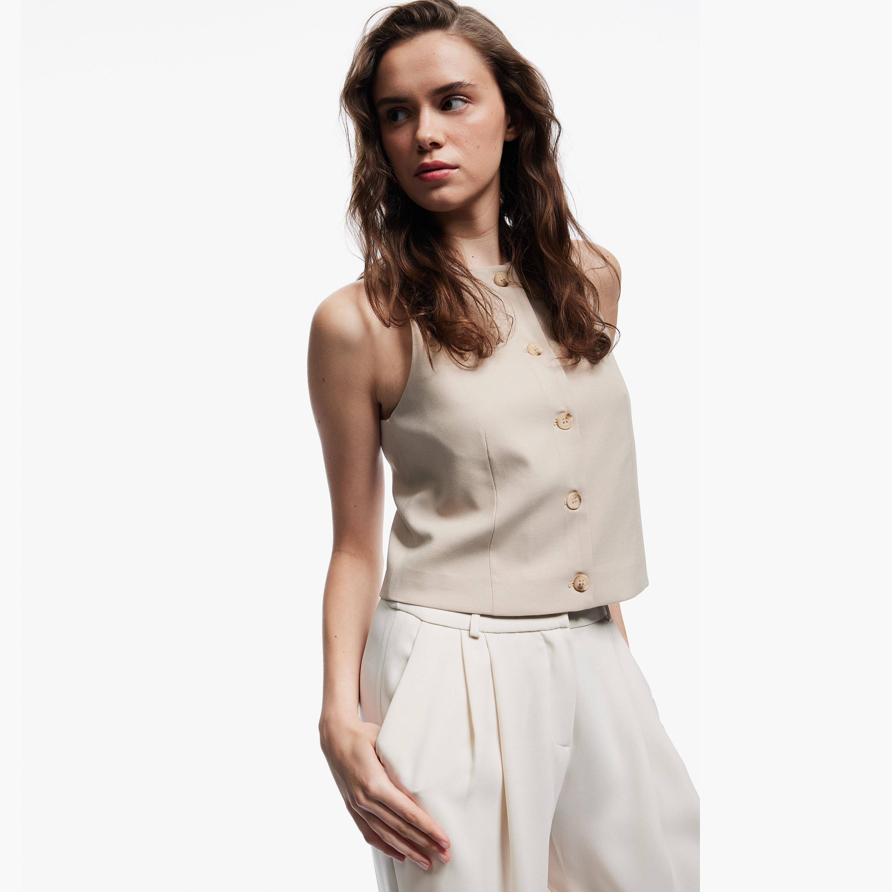 KOTON Beige Women's Vest-women-winterwear-coatsandjackets-waistcoats-image-4