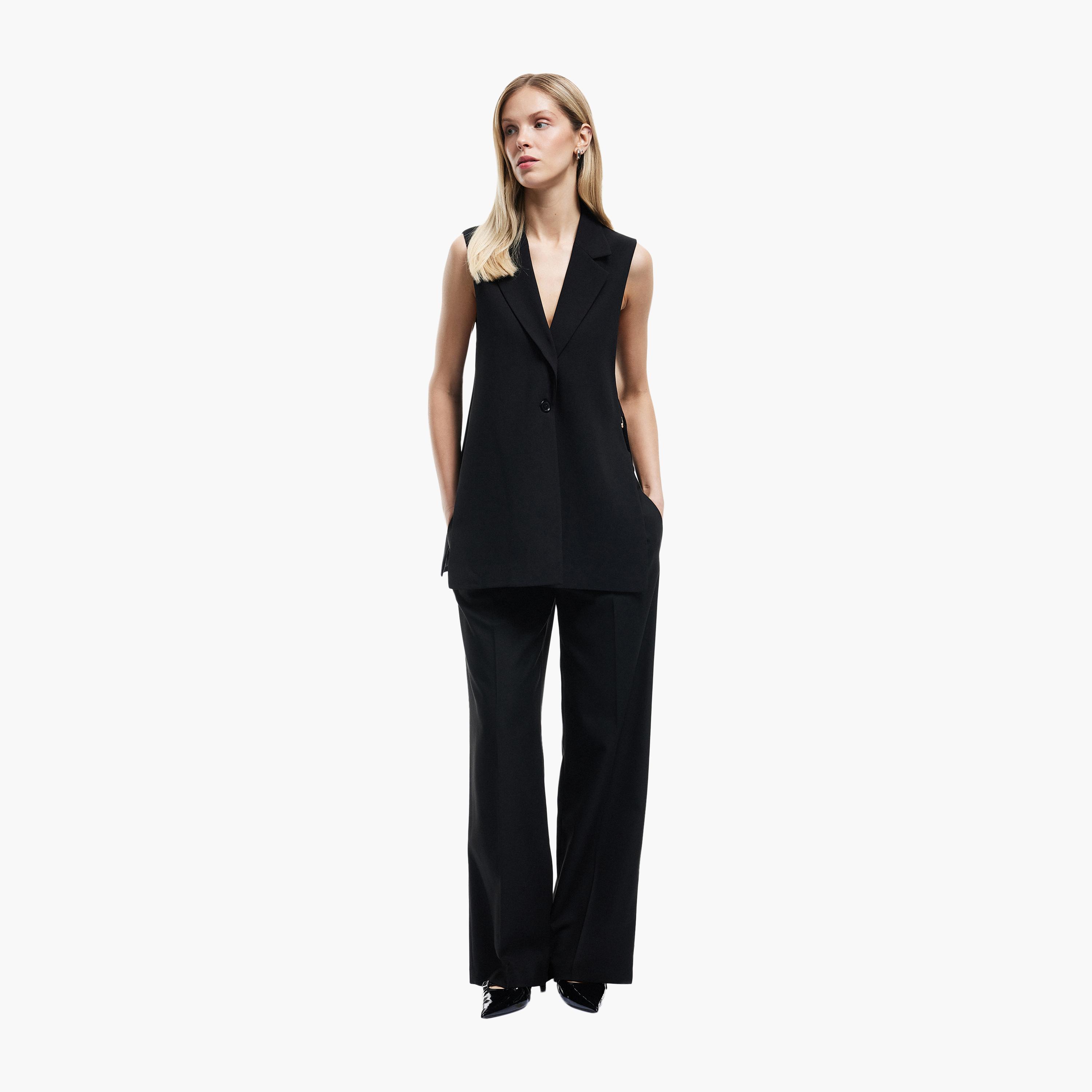 KOTON Black Lapel Collar Women's Blazer Vest-women-winterwear-coatsandjackets-waistcoats-image-2