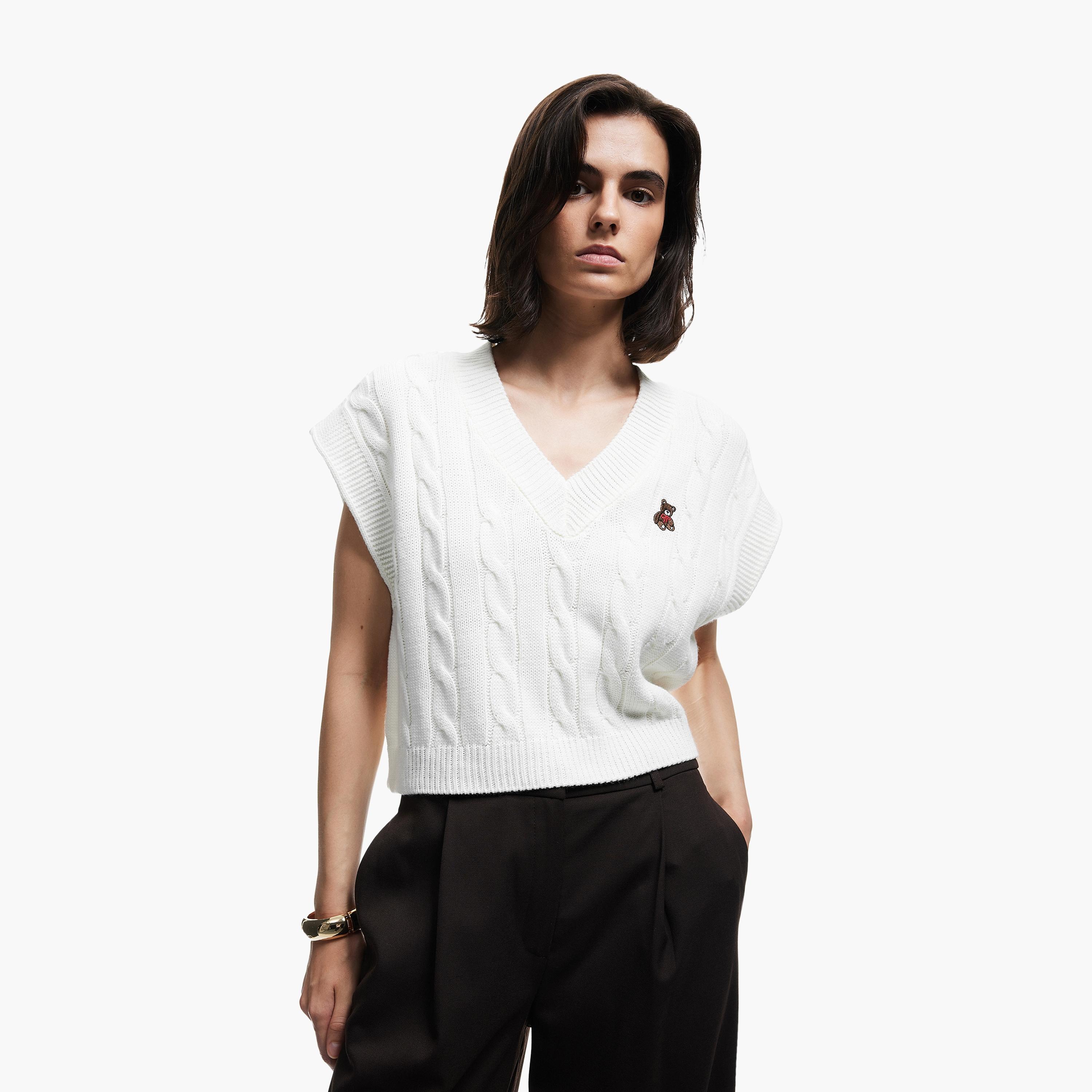 KOTON Cable Knitted Acrylic Women's Sweater Vest-women-winterwear-cardigansandjumpers-jumpers-image-1