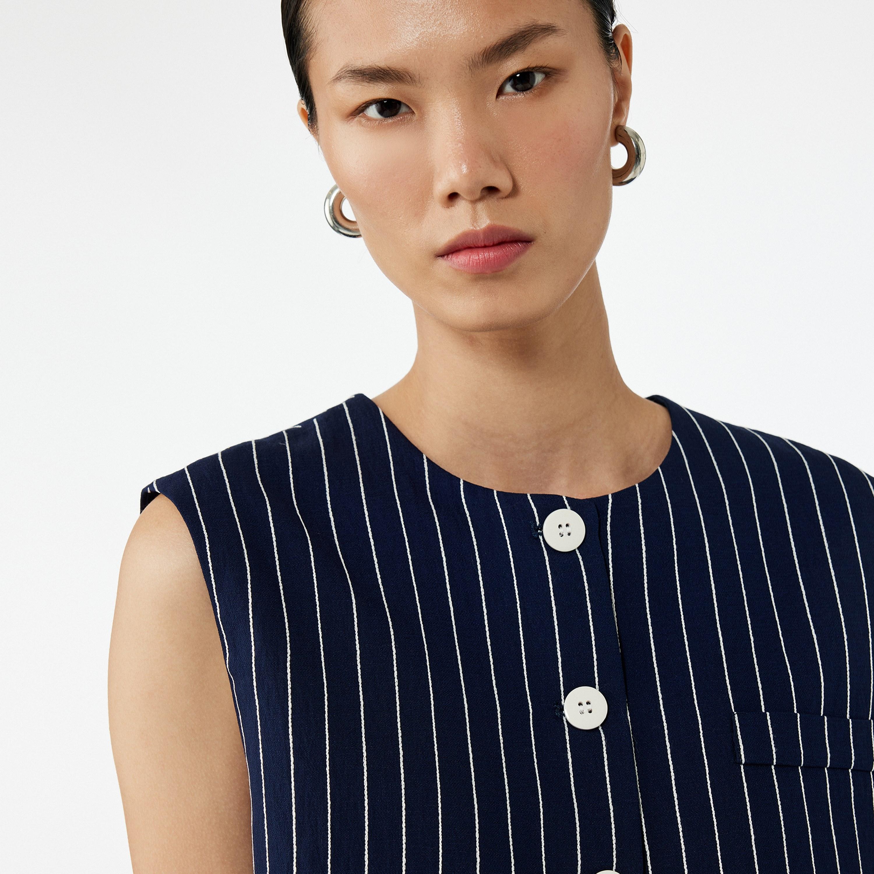 KOTON Deep Blue Striped Women's Vest-women-winterwear-coatsandjackets-waistcoats-image-3