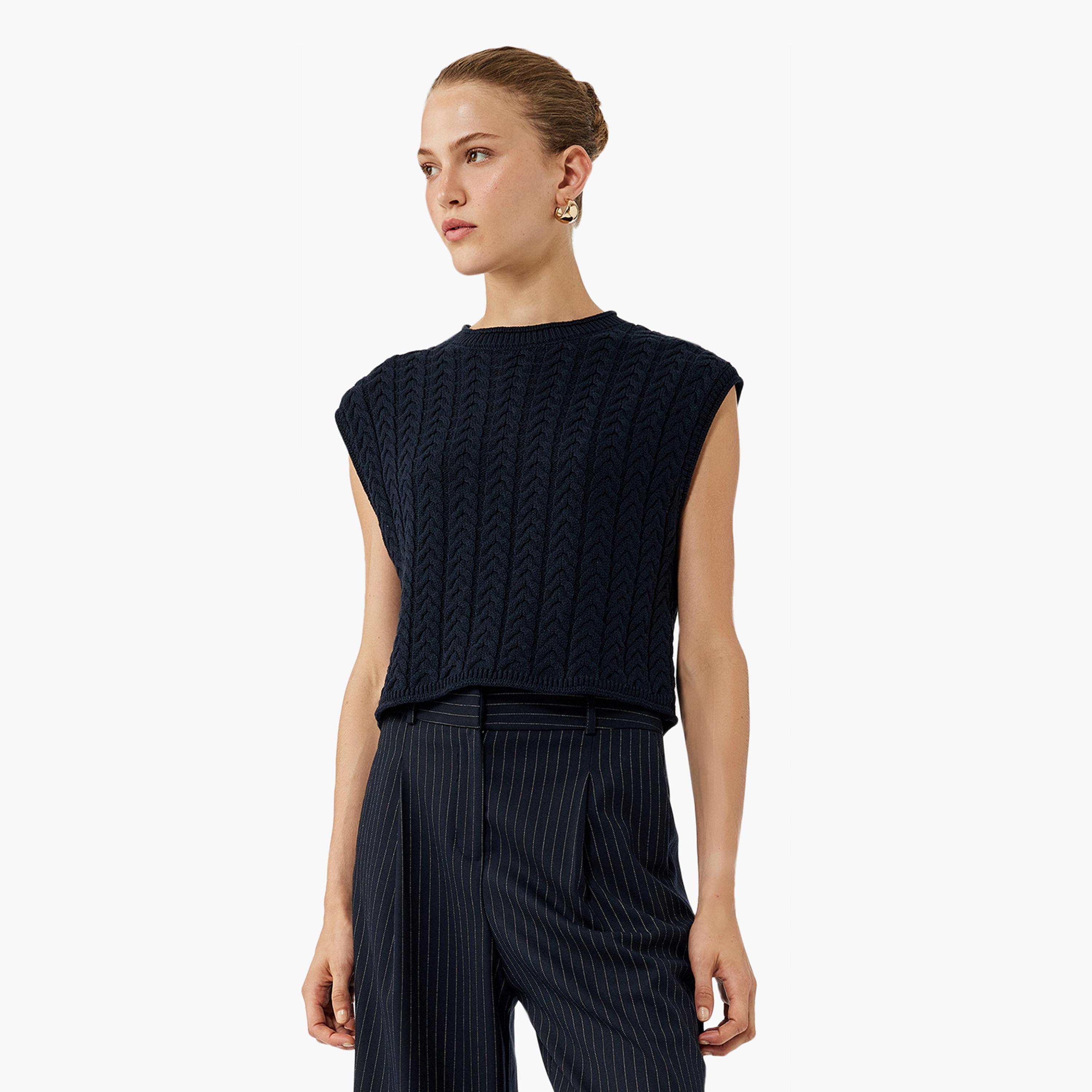 KOTON Cable Knitted Women's Sweater Vest-women-winterwear-cardigansandjumpers-jumpers-image-1
