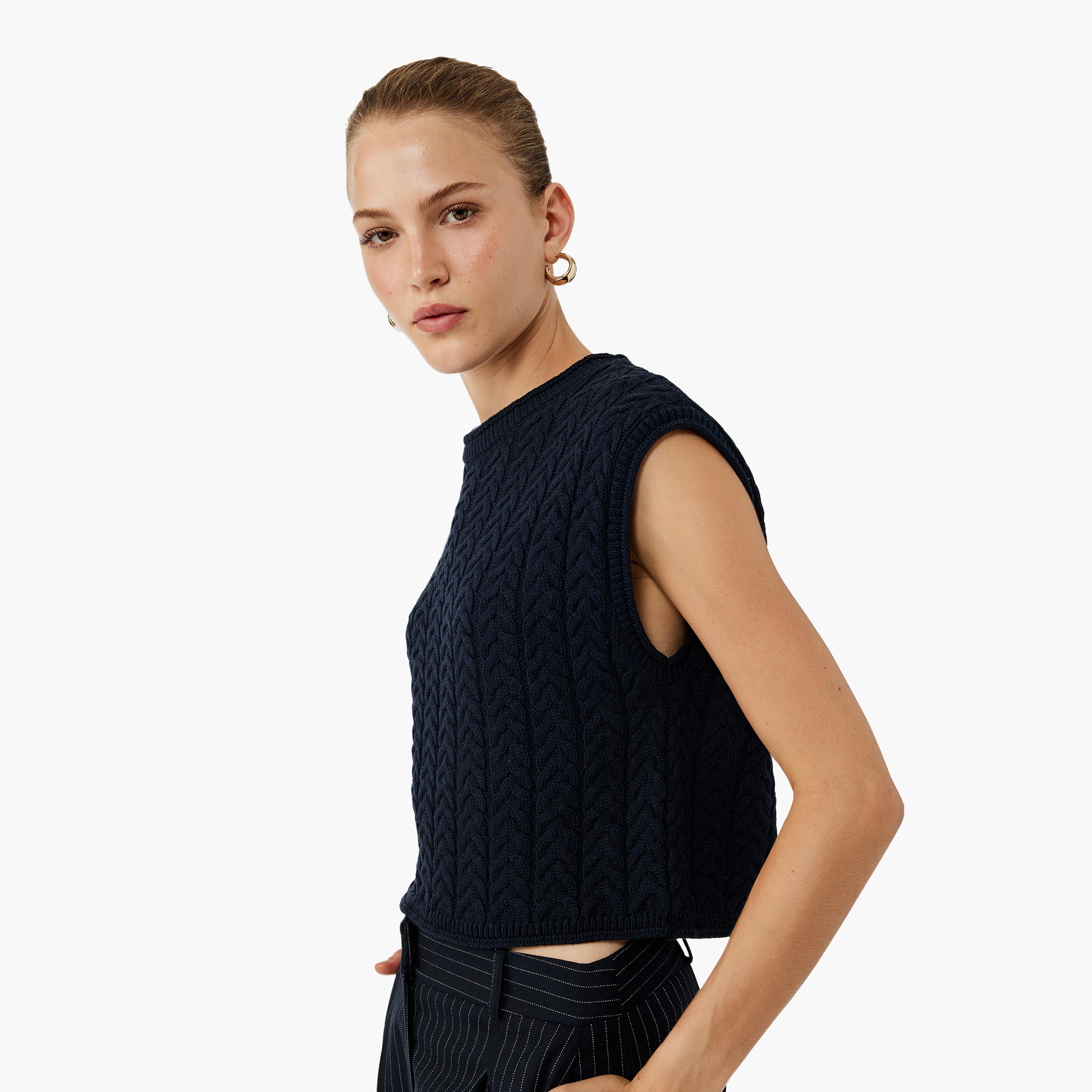 KOTON Cable Knitted Women's Sweater Vest-women-winterwear-cardigansandjumpers-jumpers-image-3