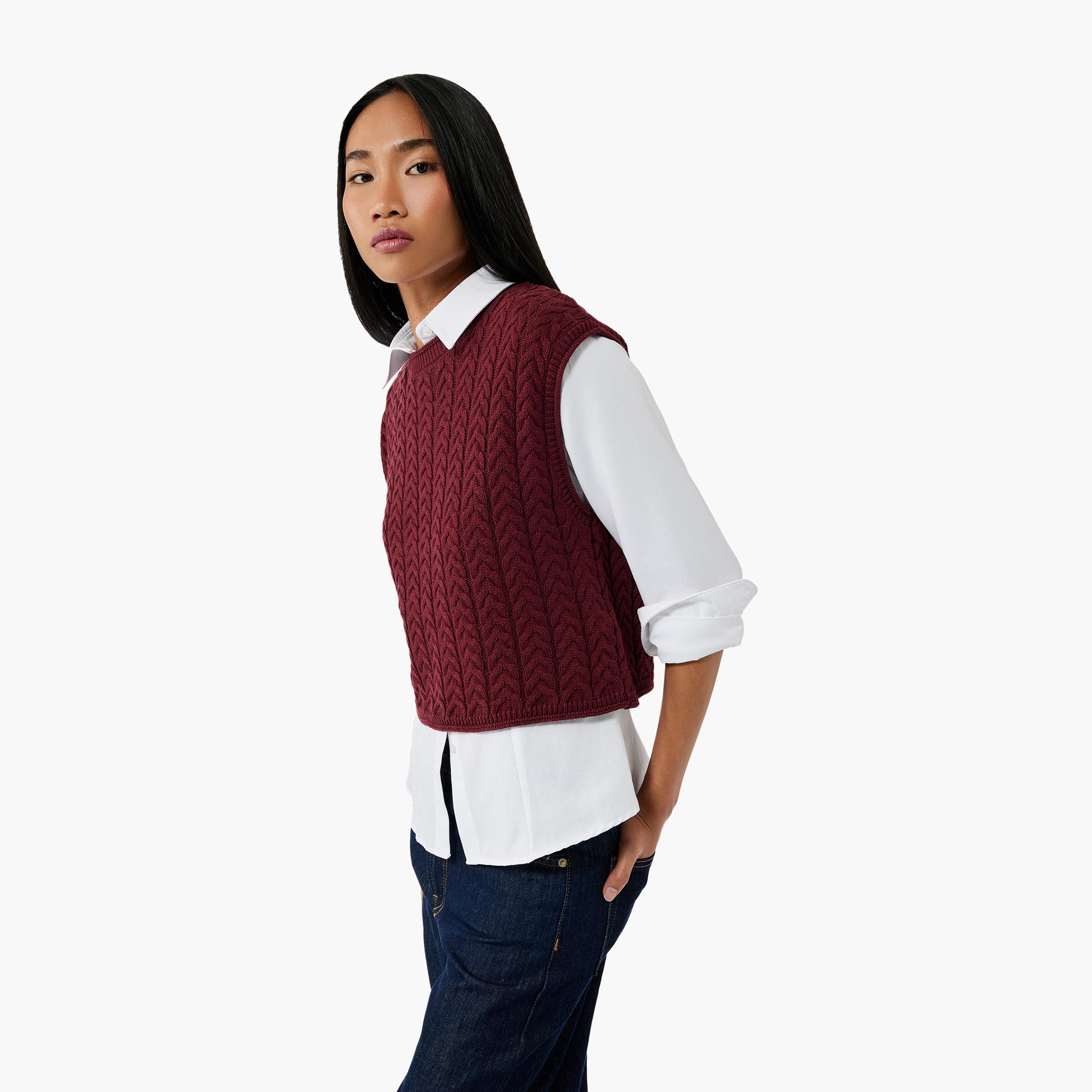 KOTON Cable Knitted Women's Sweater Vest-women-clothing-cardigansandjumpers-jumpers-image-3