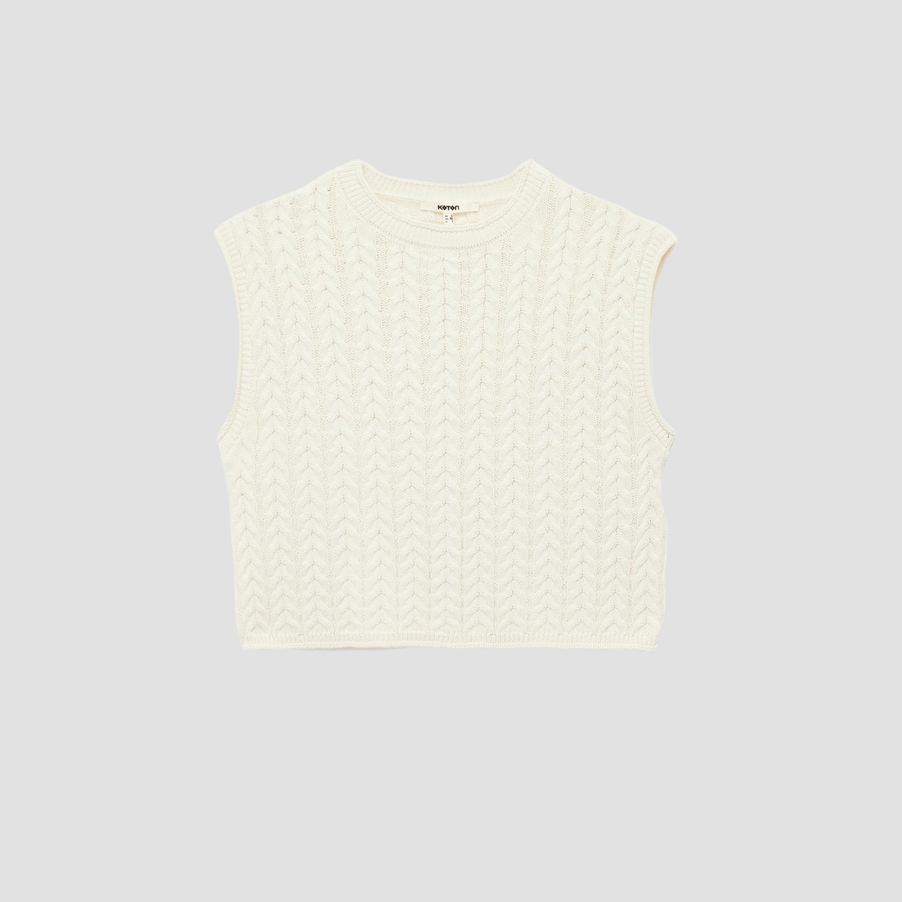 KOTON Cable Knitted Women's Sweater Vest-women-winterwear-cardigansandjumpers-jumpers-image-3