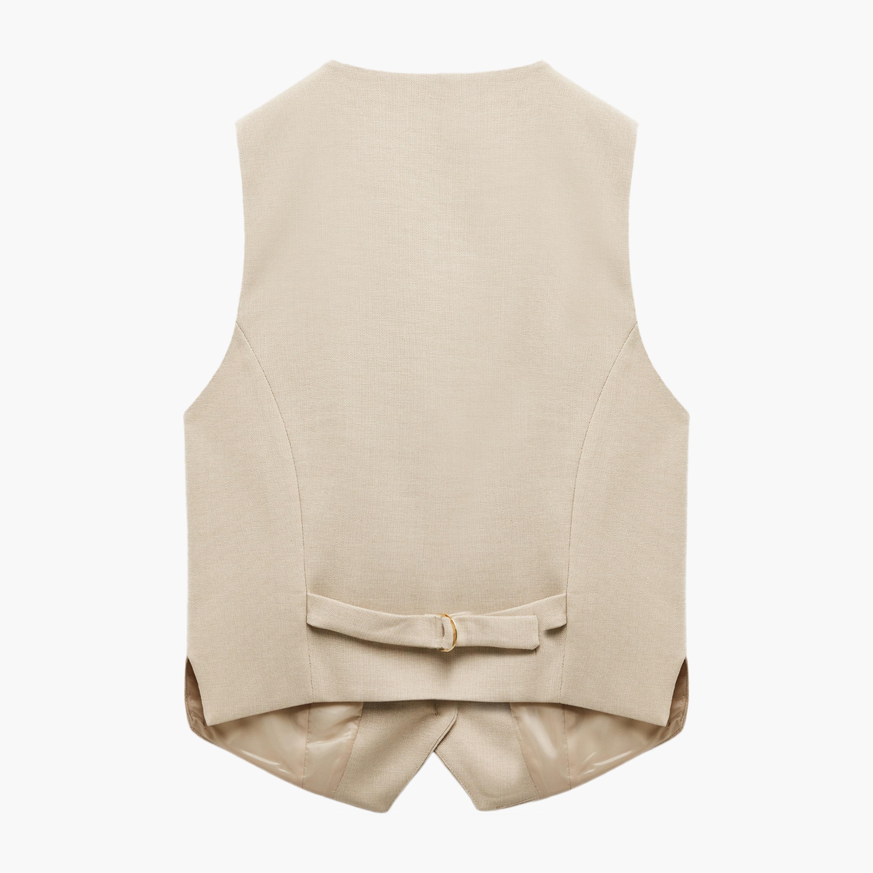 KOTON Beige Women's Blazer Vest-women-winterwear-coatsandjackets-waistcoats-image-5