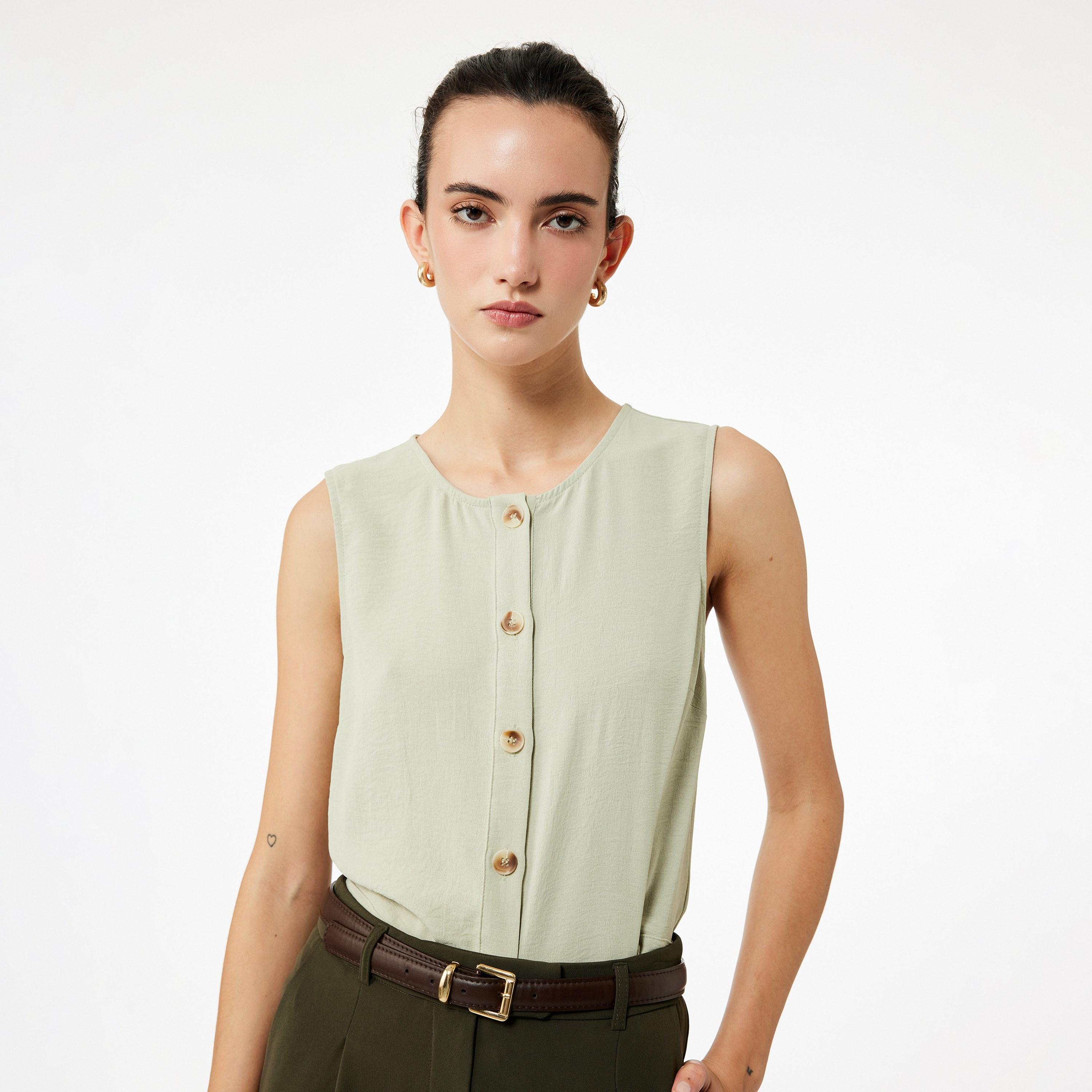 KOTON Light Green Women's Vest-women-winterwear-coatsandjackets-waistcoats-image-1