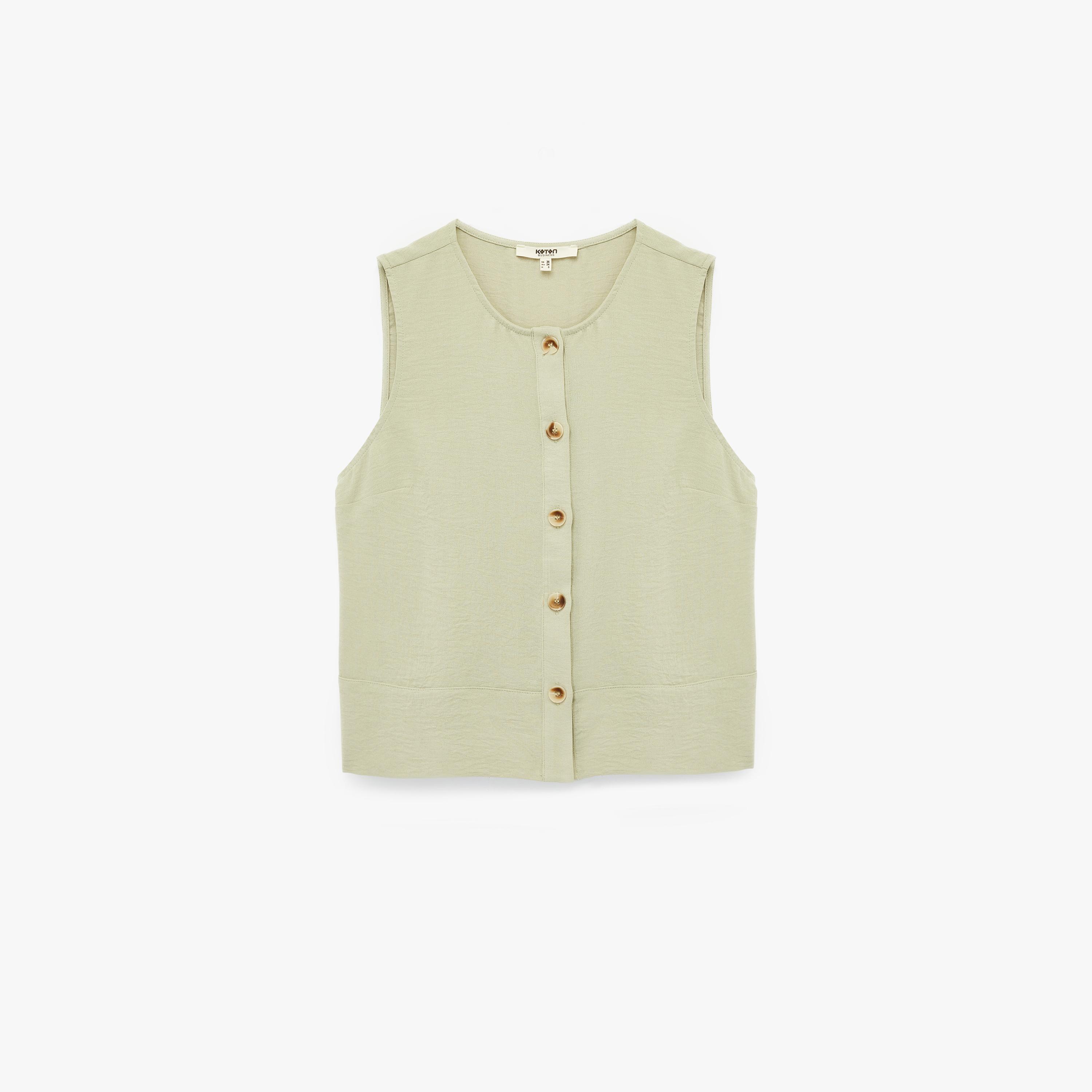 KOTON Light Green Women's Vest-women-winterwear-coatsandjackets-waistcoats-image-3