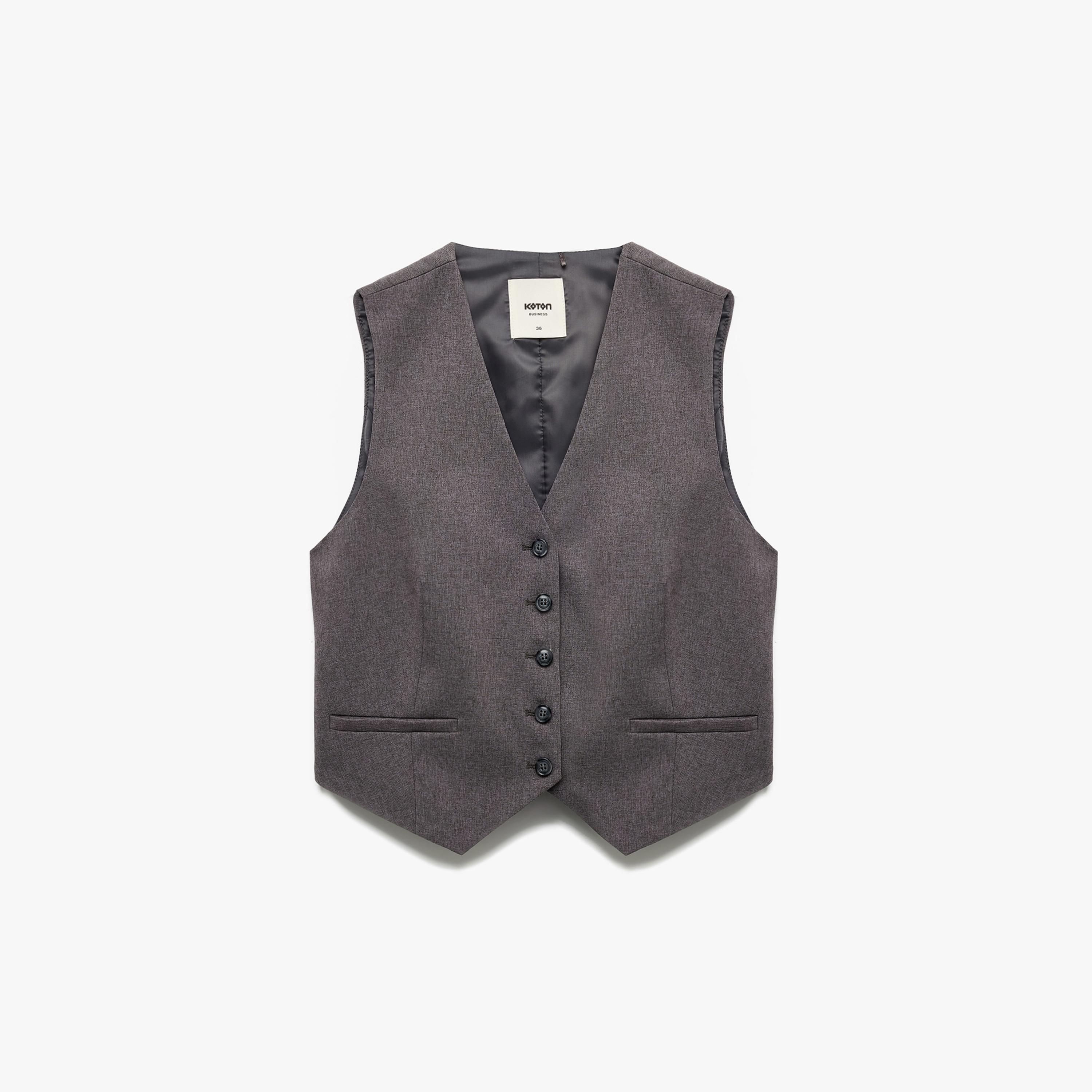 جيليه نسائي بلون رمادي من كوتون-women-winterwear-coatsandjackets-waistcoats-image-4