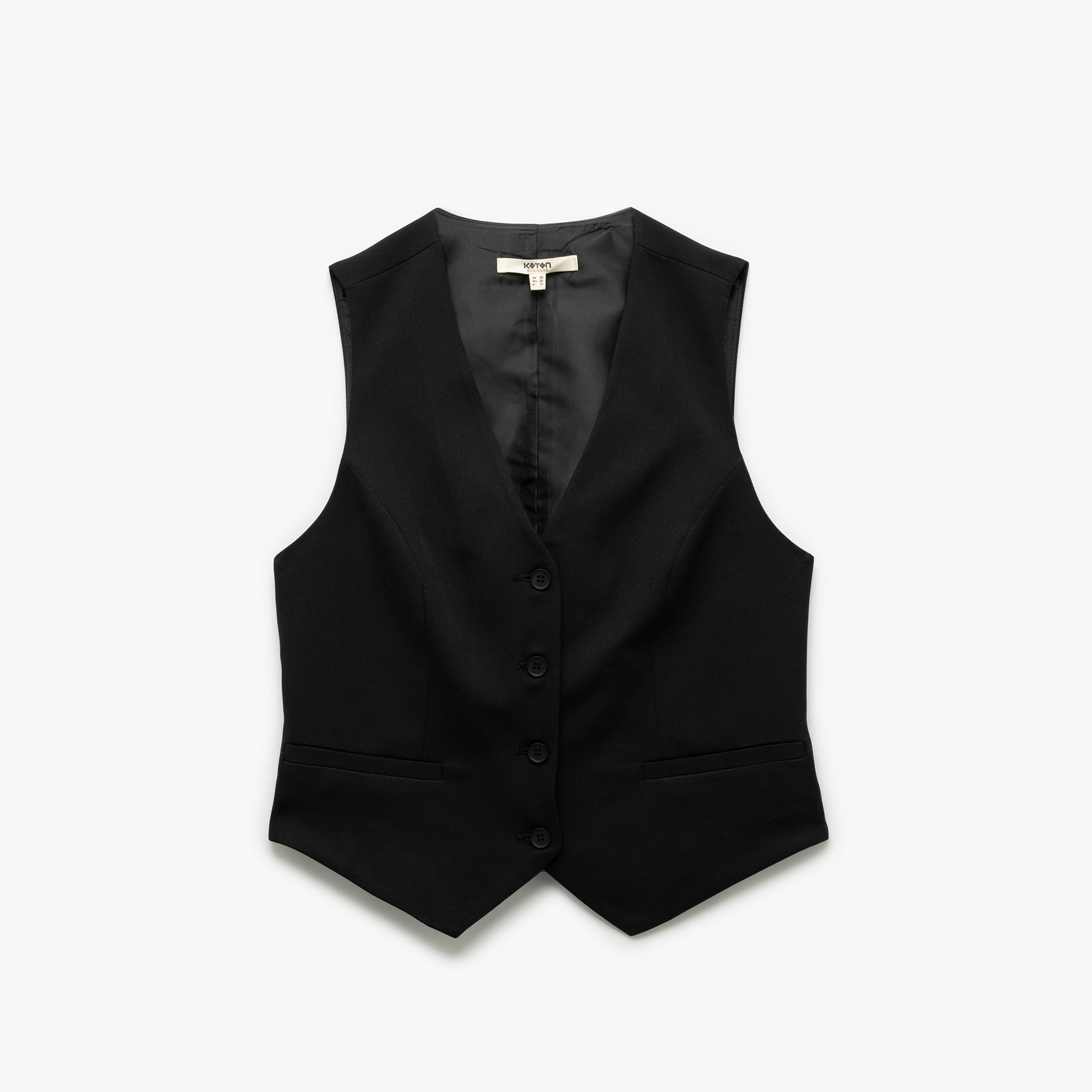 KOTON Black Women's Vest-women-winterwear-coatsandjackets-waistcoats-image-3