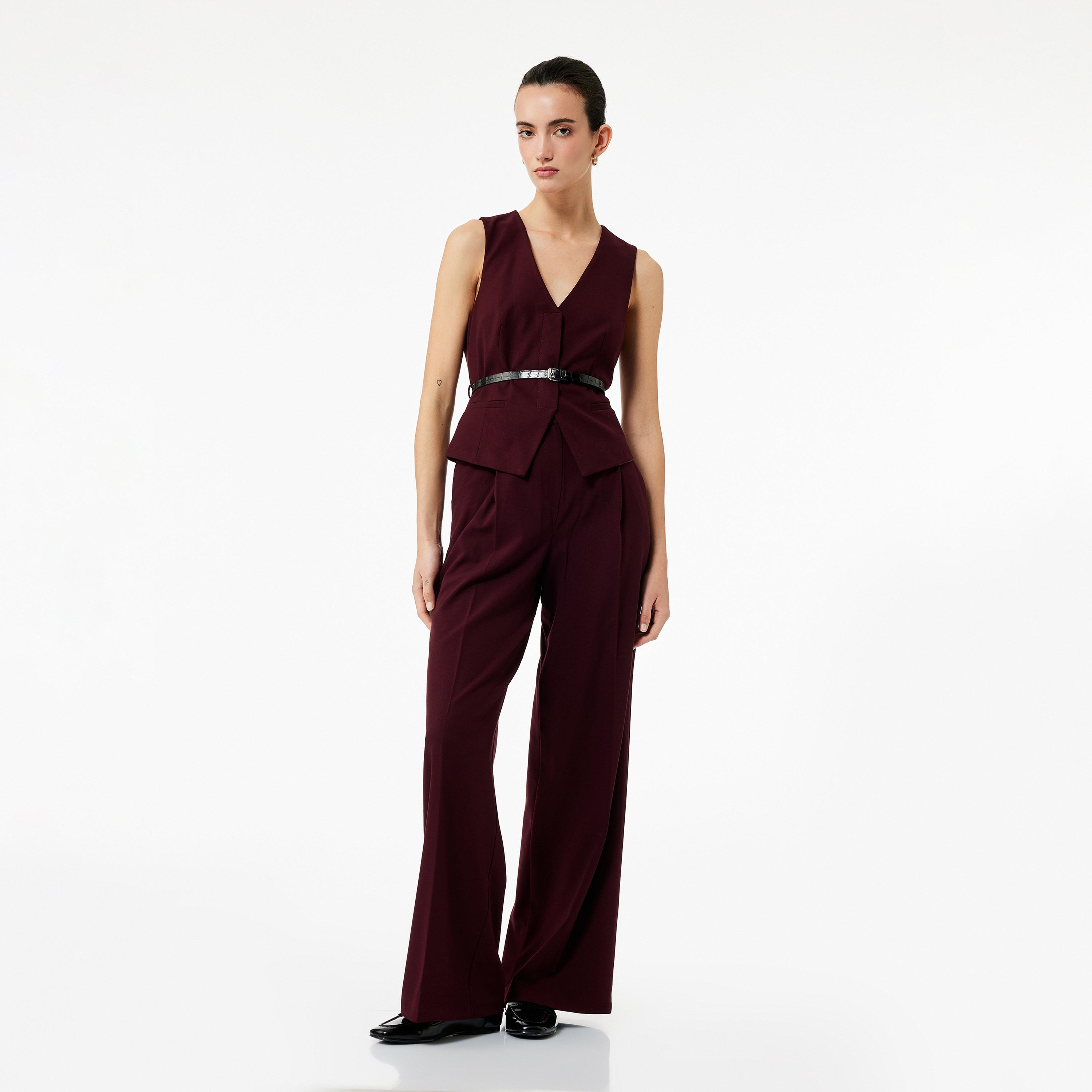 KOTON Burgundy Women's Vest-women-winterwear-coatsandjackets-waistcoats-image-2