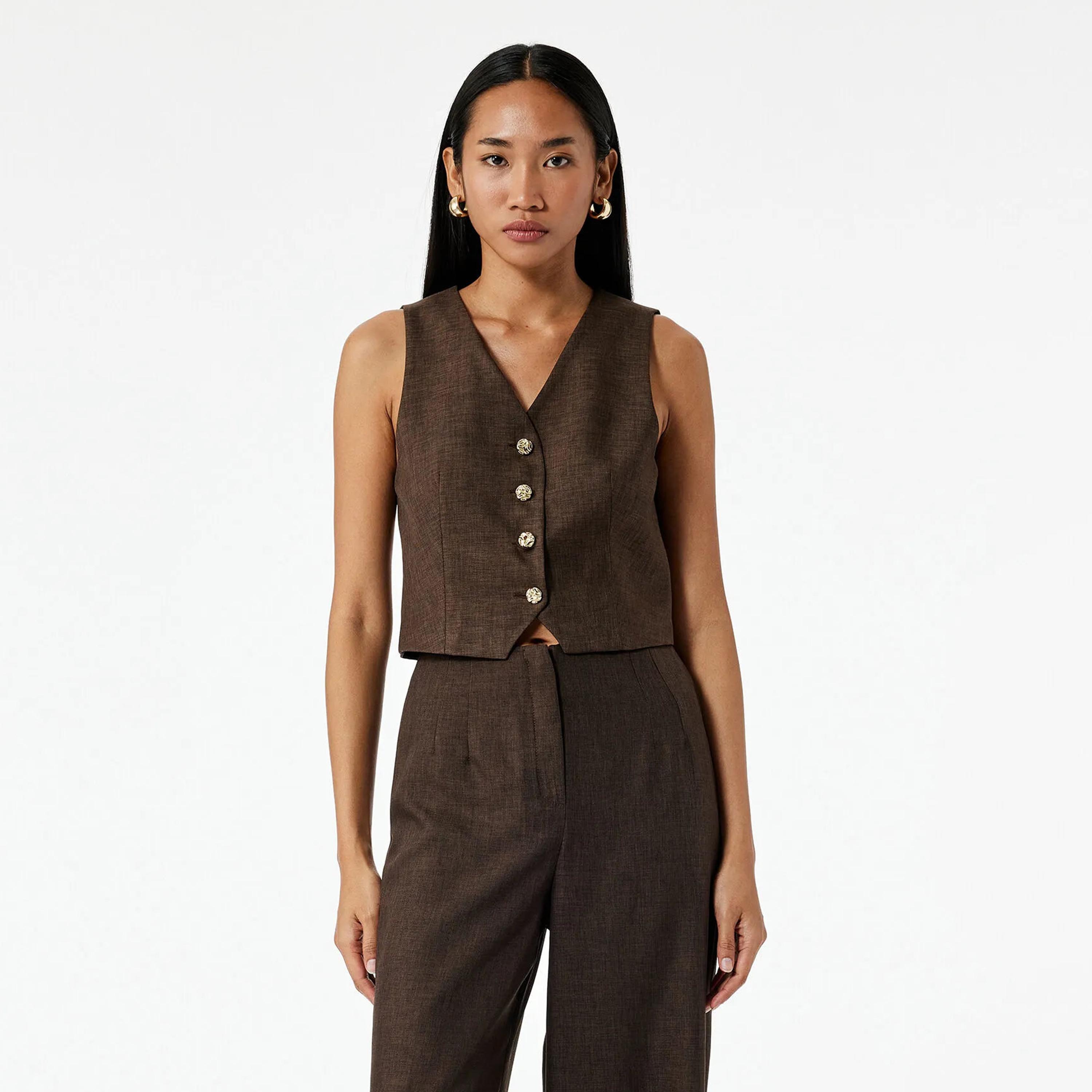KOTON Brown Women's Vest-women-winterwear-coatsandjackets-waistcoats-image-1