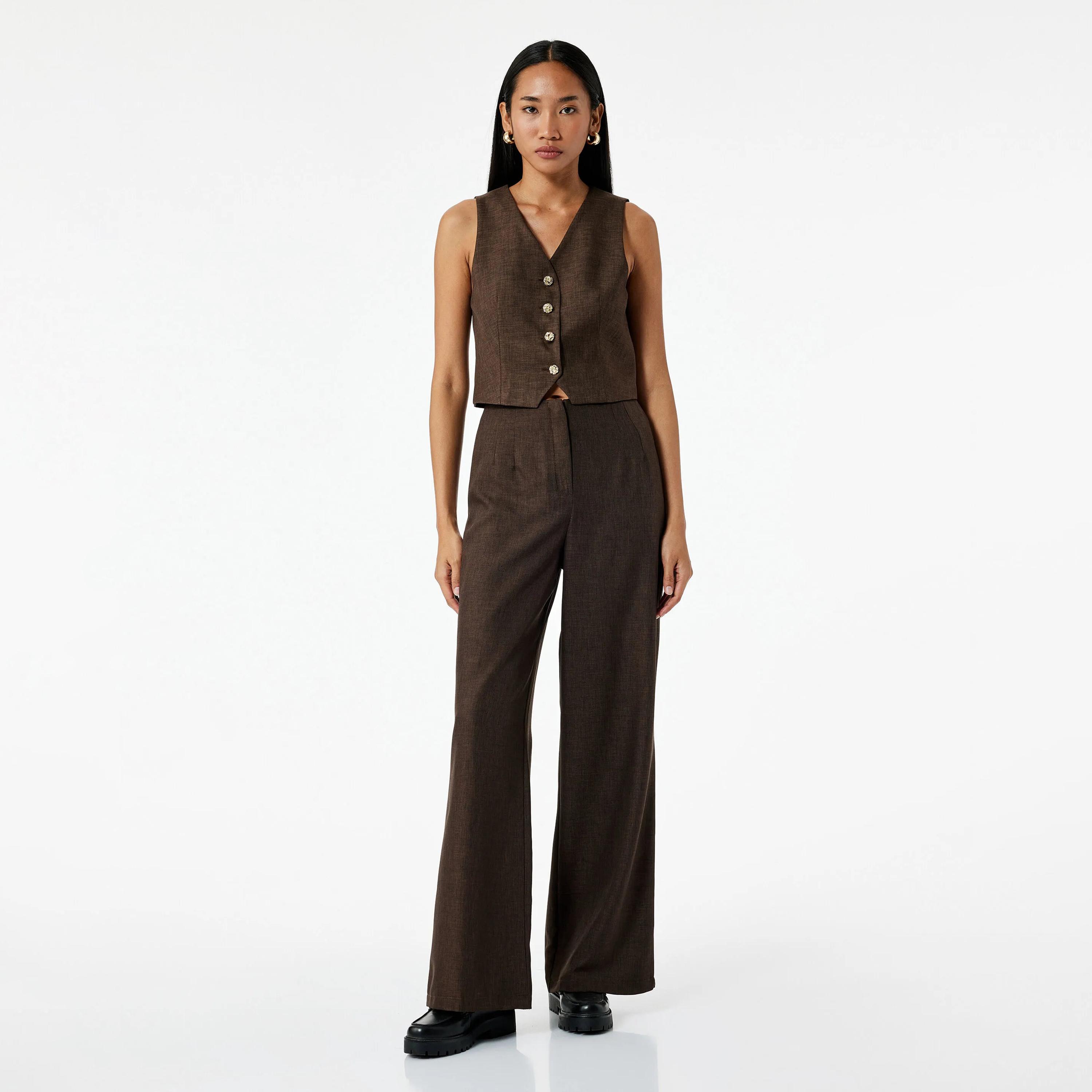 KOTON Brown Women's Vest-women-winterwear-coatsandjackets-waistcoats-image-2