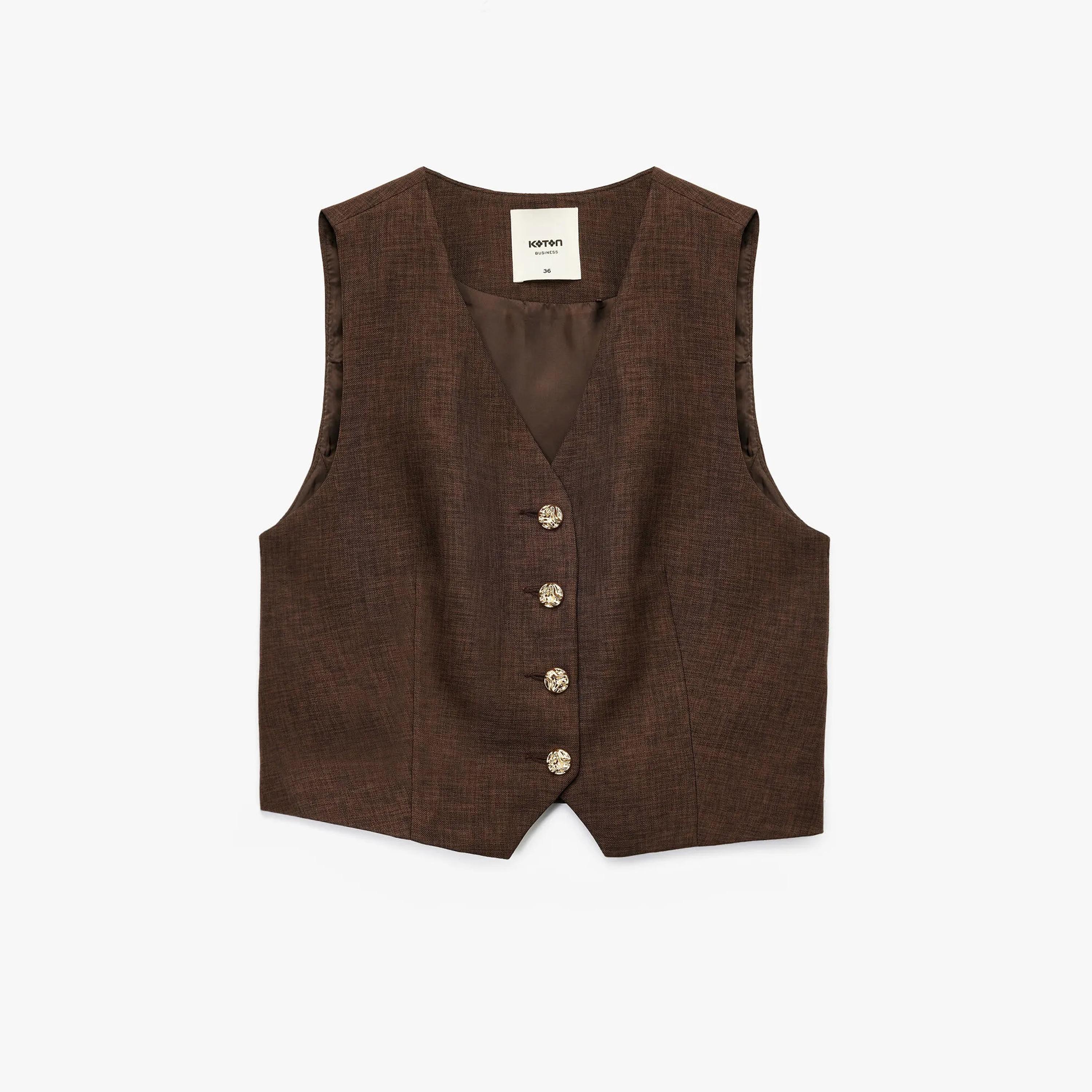 KOTON Brown Women's Vest-women-winterwear-coatsandjackets-waistcoats-image-5