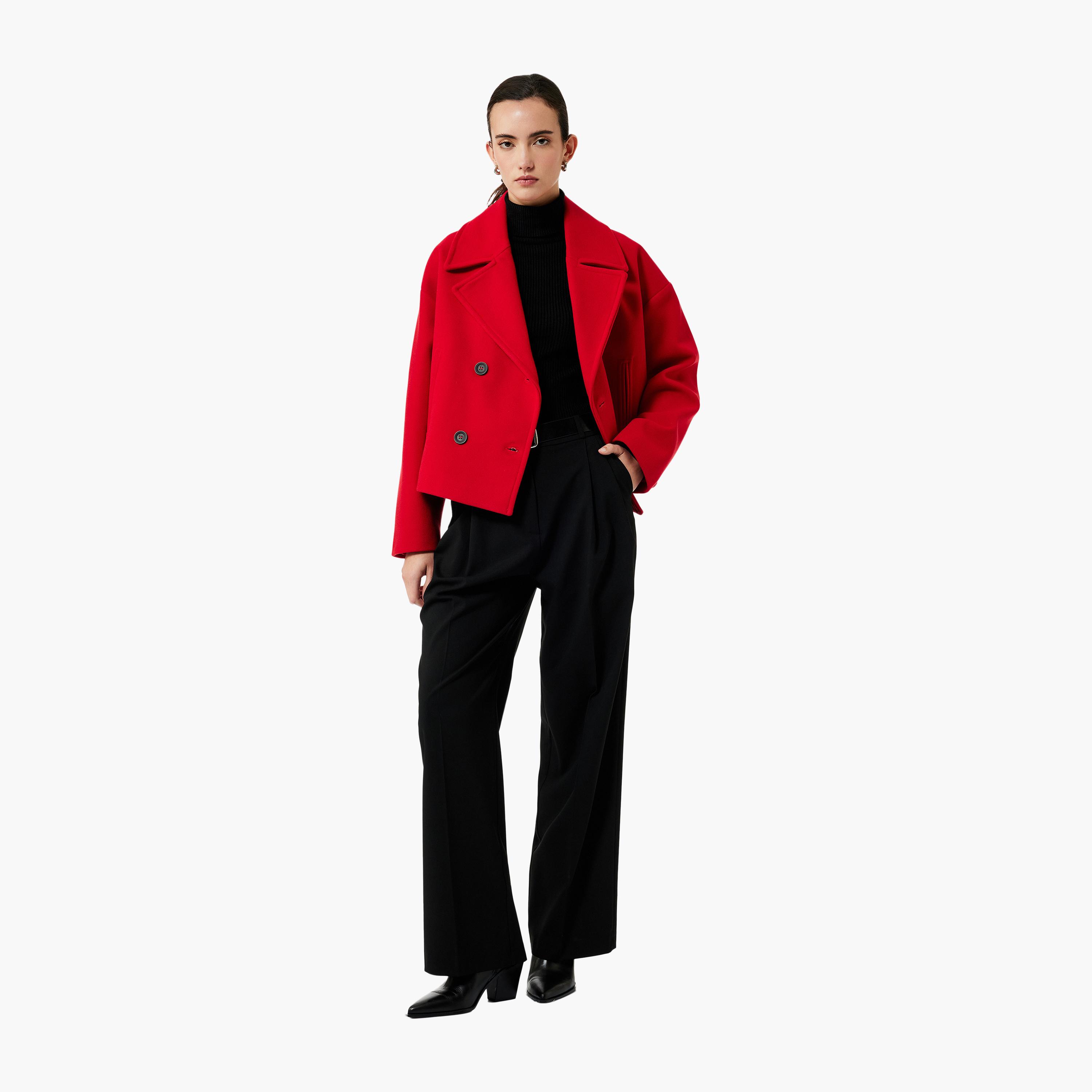 KOTON Red Lapel Collar Women's Double Breasted Blazer-women-clothing-coatsandjackets-blazers-image-2