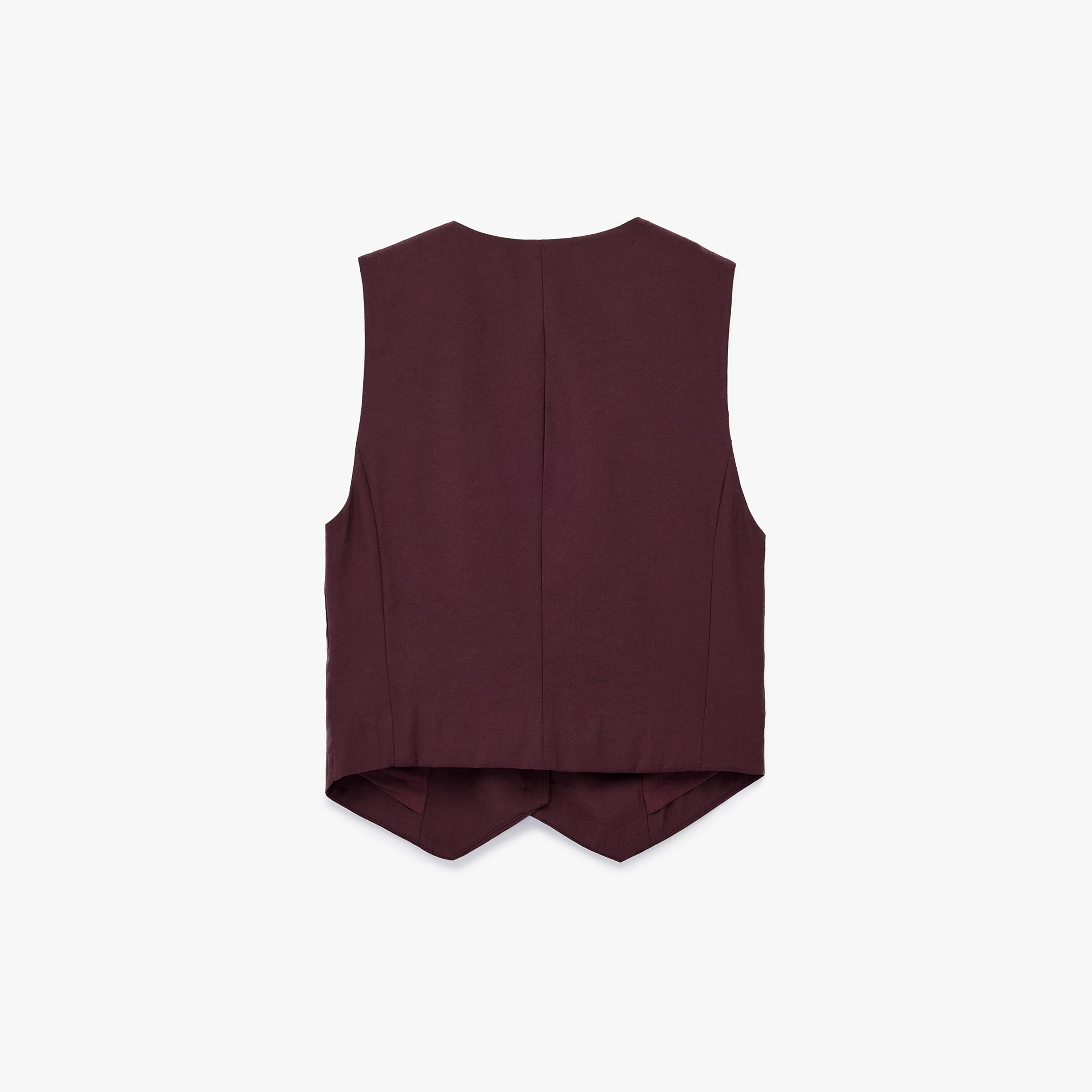 KOTON Burgundy Modal Women's Vest-women-winterwear-coatsandjackets-waistcoats-image-5