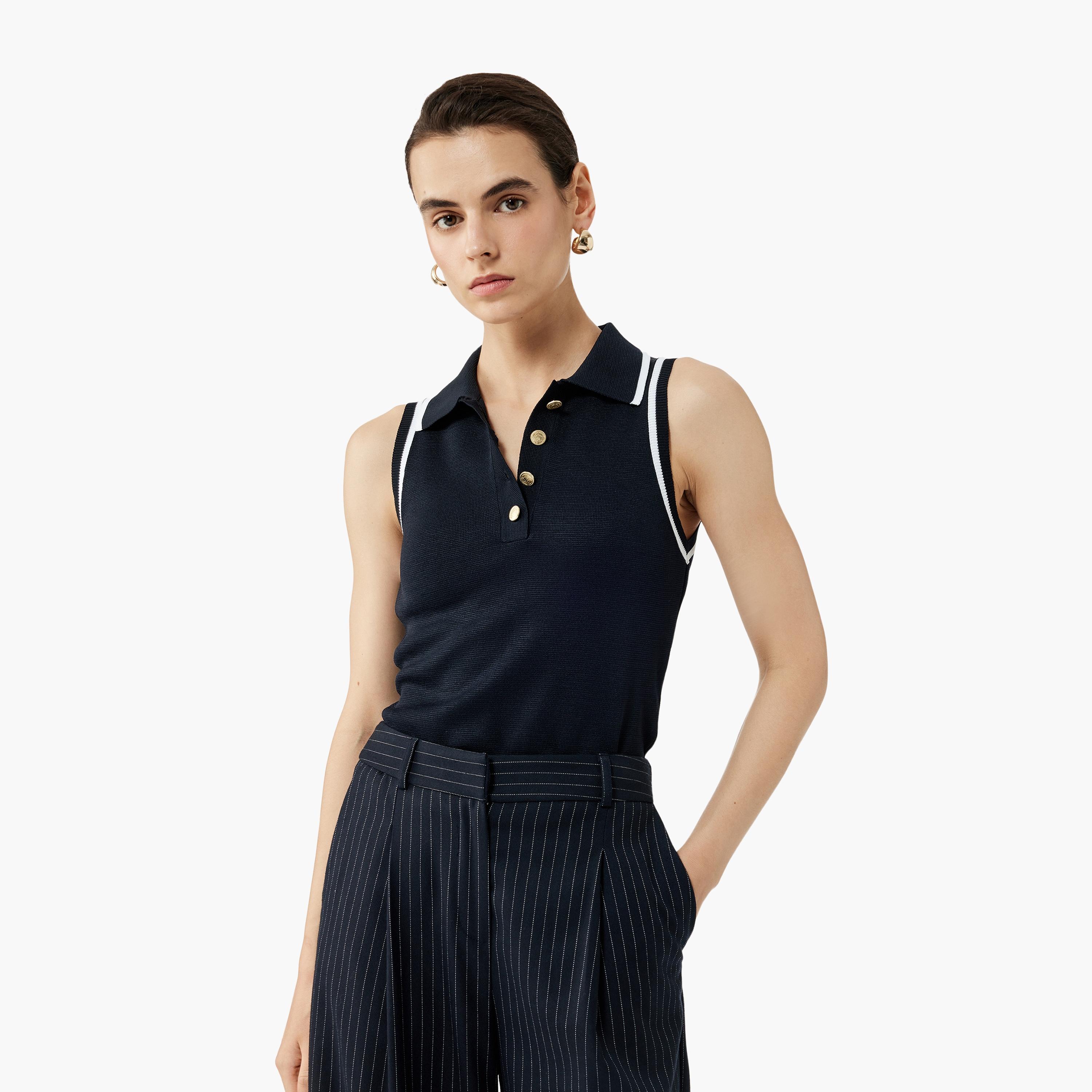 KOTON Blue Collared Women's Tank Top-women-clothing-shirtsandblouses-blouses-image-1