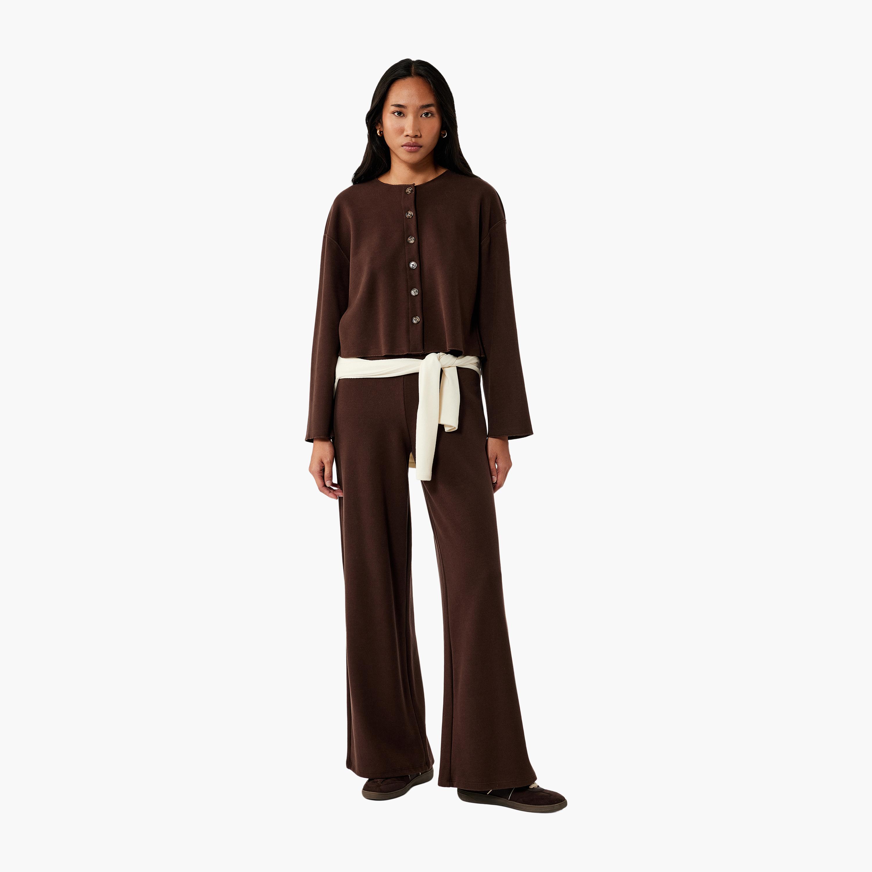 KOTON Brown Dropped Sleeves Women's Cardigan-women-winterwear-cardigansandjumpers-cardigans-image-2