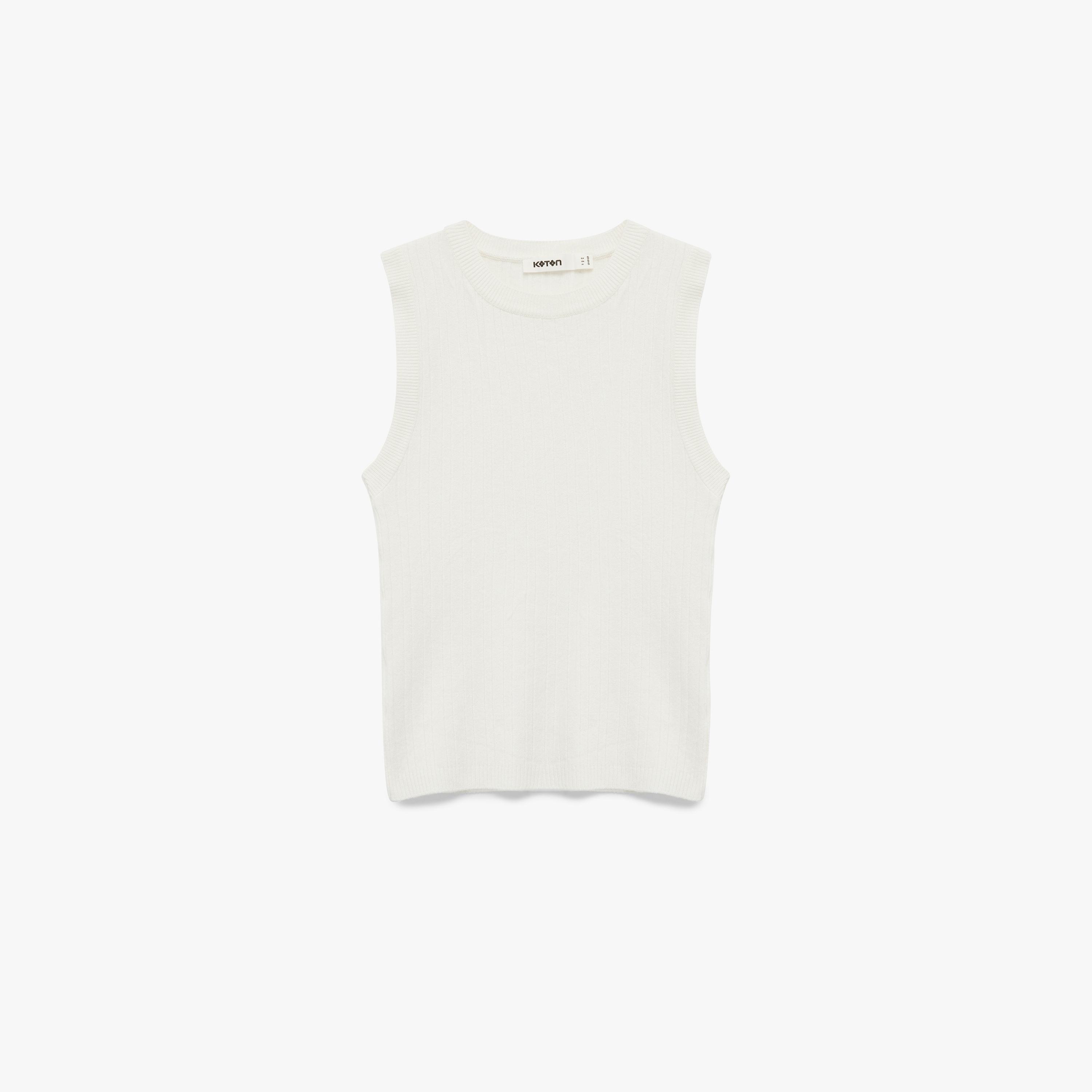 KOTON White Textured Women's Top-women-clothing-shirtsandblouses-blouses-image-4